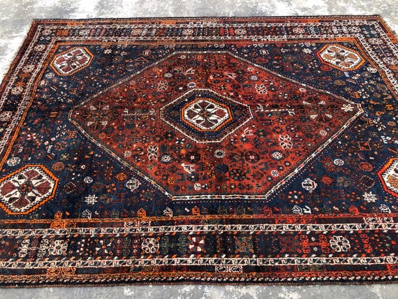 8x10 Ft Antique Caucasian Medallion Rug - Turkmen Tribal Hand