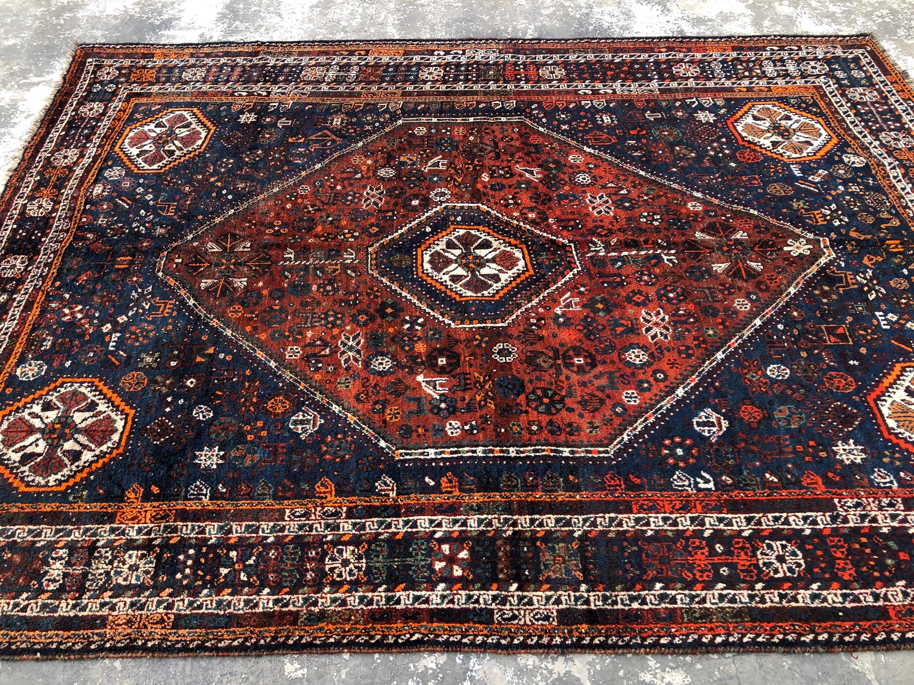 8x10 ft Antique Caucasian Medallion Rug - Turkmen Tribal Hand-Knotted Wool Living Room Carpet - Unique Afghan Rug, Turkish Rug, Rustic Decor