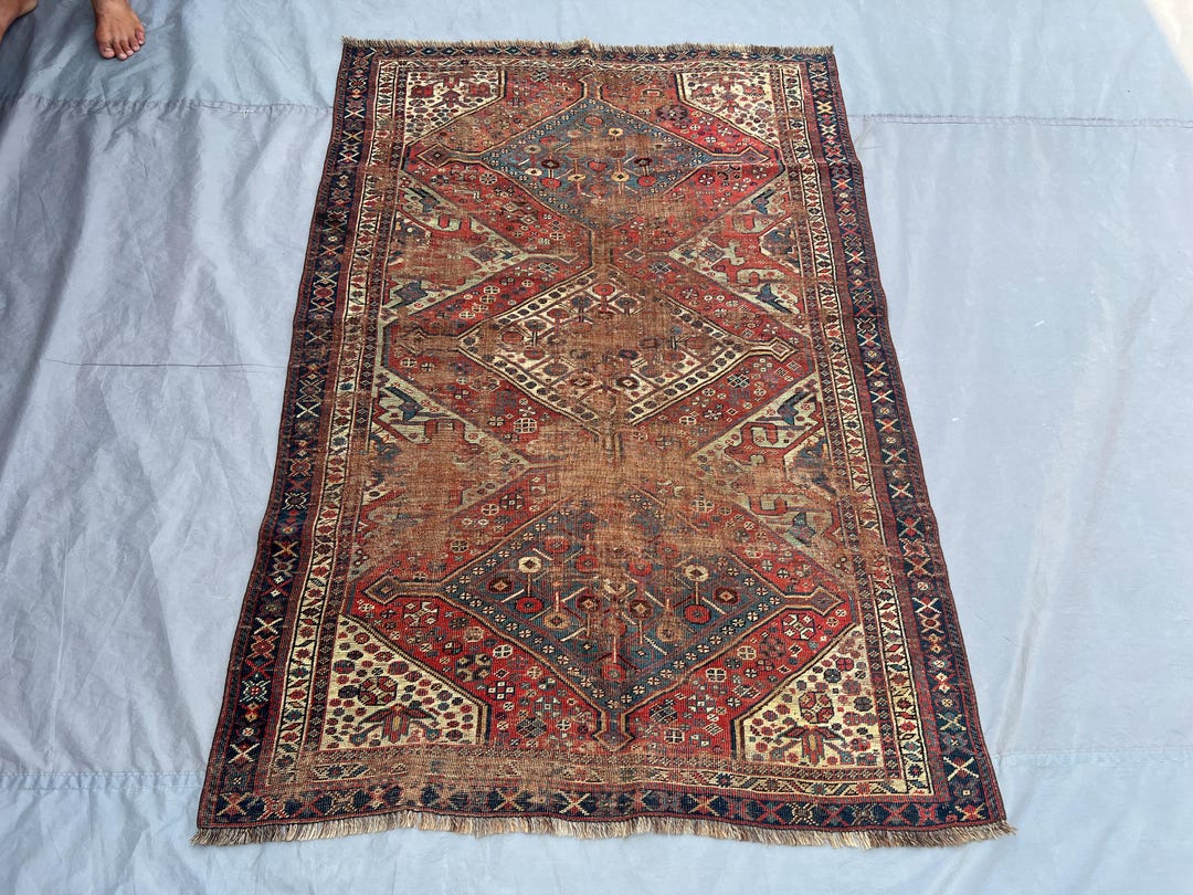 3'10 X 5'10 Ft Semi Antique 1800s Caucasian Style Rug, Low Pile ...