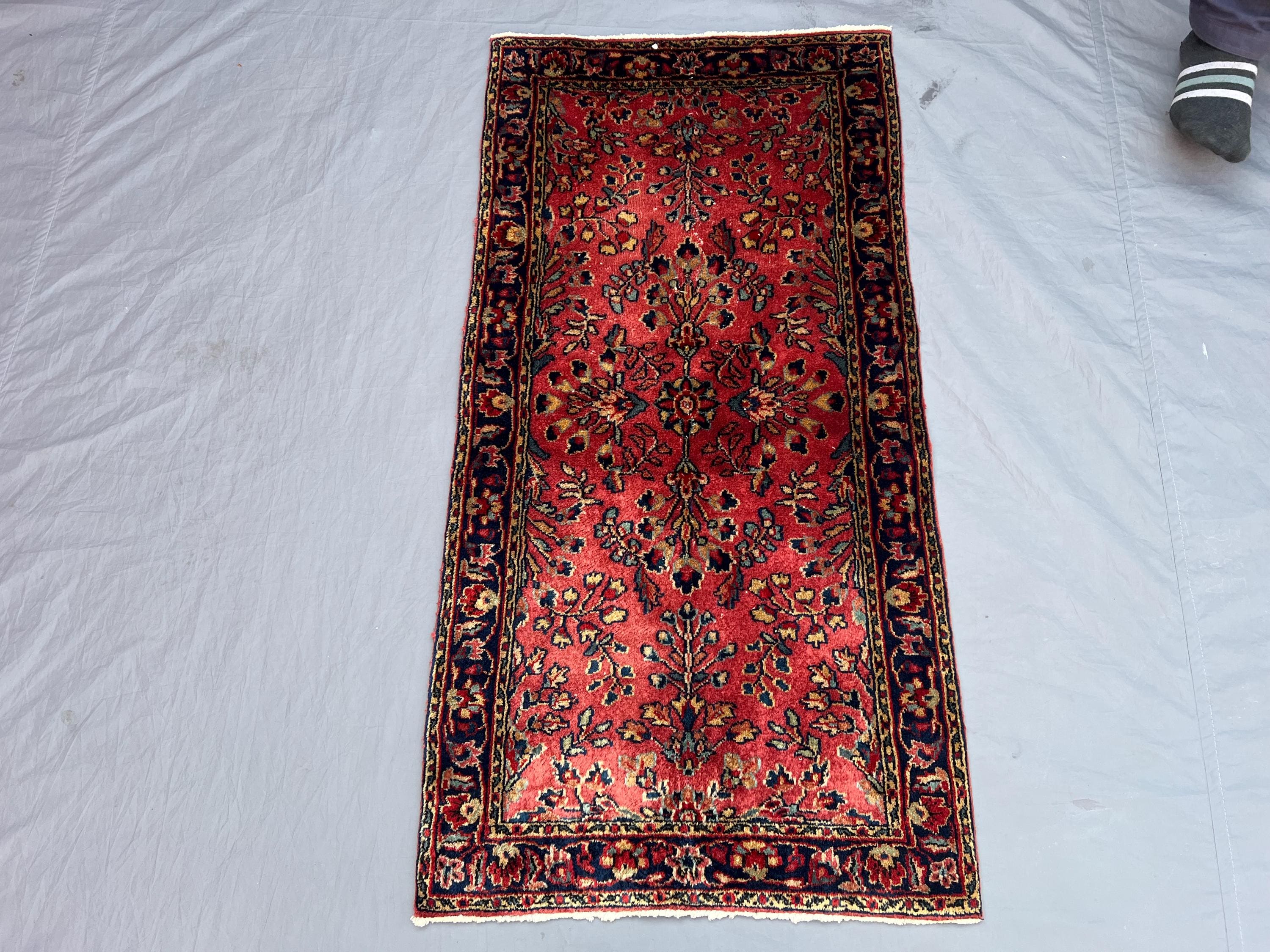 Terracotta 2' x 3'10 Vintage Turkish-Inspired Tribal Medallion Rug, Hand-Knotted, Soft Pile for Living Room, B