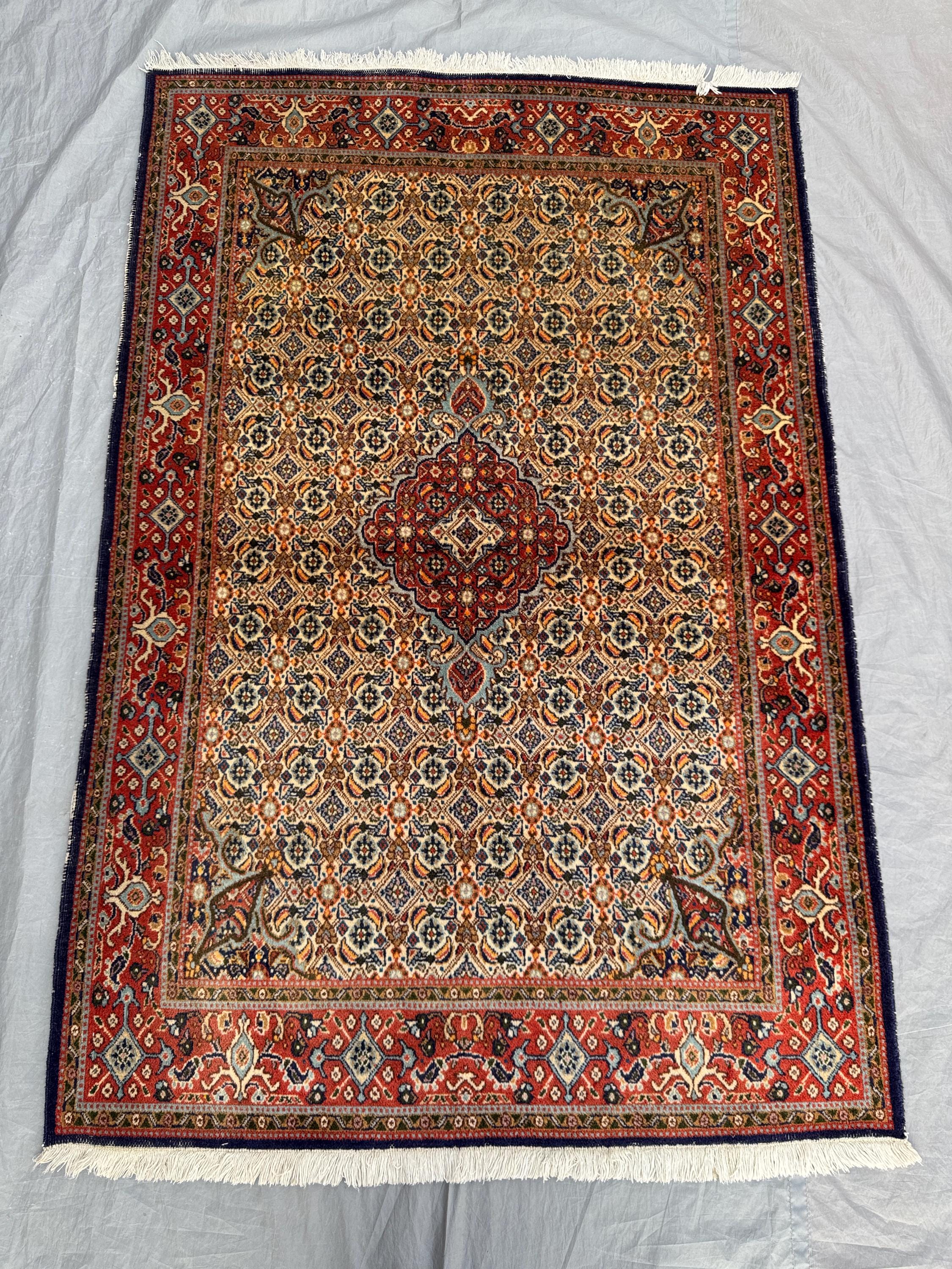 Red 3'3 x 4'10 Ft Turkish Hand Knotted Antique Caucasian Style Area Rug Tribal Medallion Wool Home Decor Living Room Dinning Area