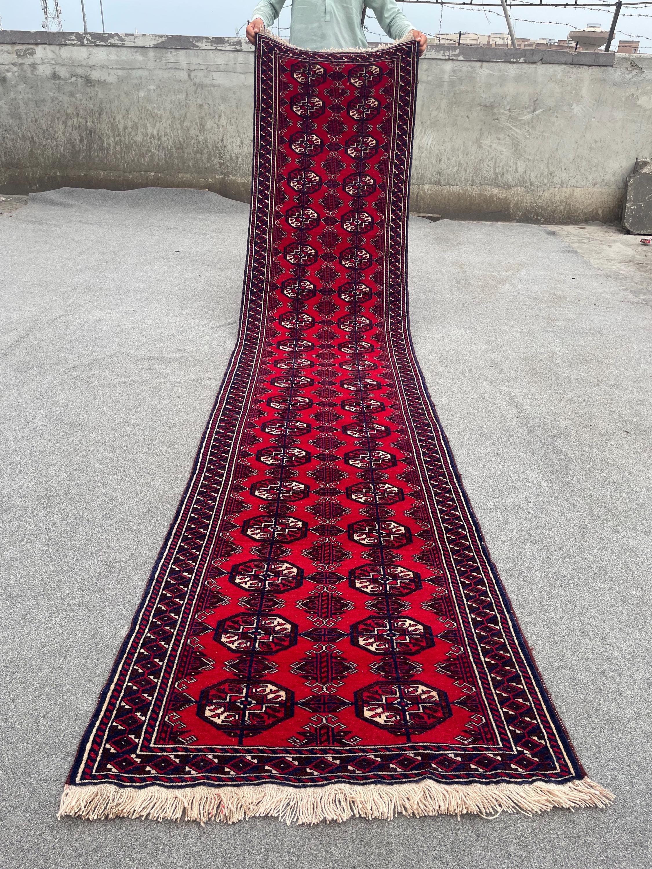 2'5x10'9 ft Antique Baluch Runner Rug, Tribal Afghan Hand-Knotted Vintage Wool Rug, Hallway Narrow Rug, 11ft Long Runner, Turkmen Runner Rug