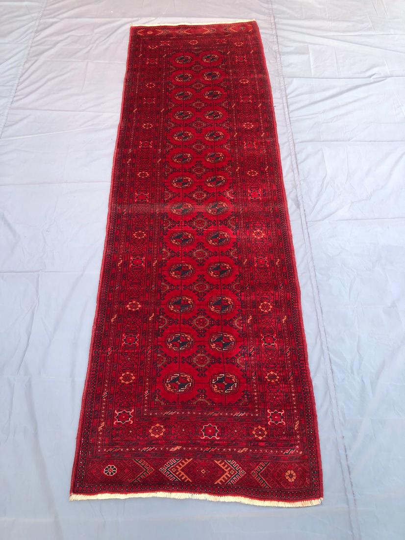 Handmade 3x8 ft Afghan Turkmen Runner | Traditional Wool Tribal Carpet | 3x8 ft Afghan Turkmen Runner | Vintage runner rug | Afghan rug