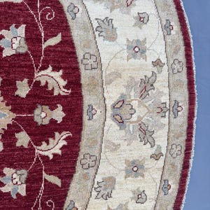 8 x 8 Afghan Hand-Knotted Modern Soft Pile Oval Oushak Design Luxury Wool Rug Elegant Floral Pattern Stylish Living Room Decor | Bedroom rug image 7