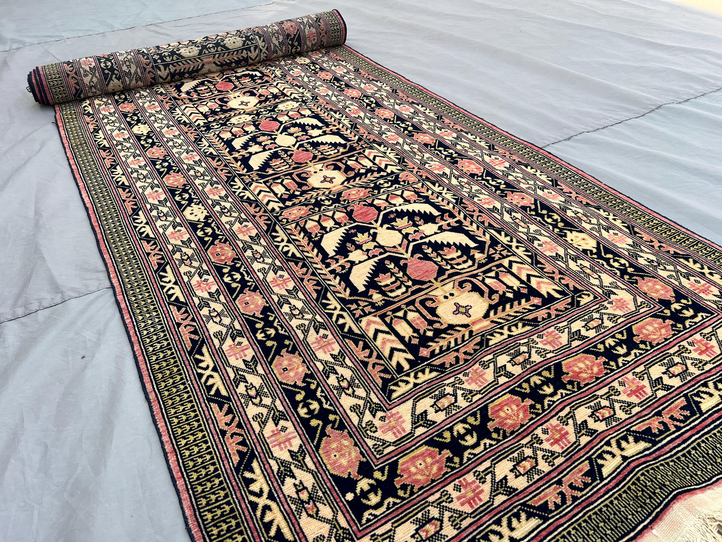 3x10 Antique Afghan Baluch Runner Rug | Hand Knotted Wool Carpet | Turkmen Pattern | High Quality Tribal Geometric Hallway Rug, Entryway Rug