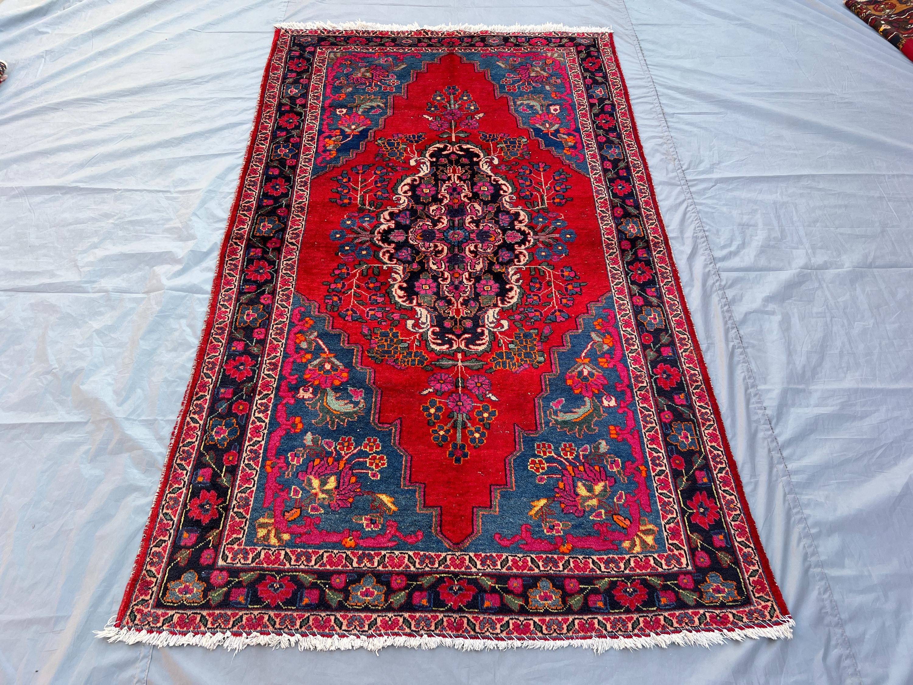 4'8 x 7'9 ft Antique Turkish Hand-Knotted Rug, Tribal Wool Vintage Rug, Handmade Turkmen Rug, Moroccan Style Rug Boho Decor, Living room rug