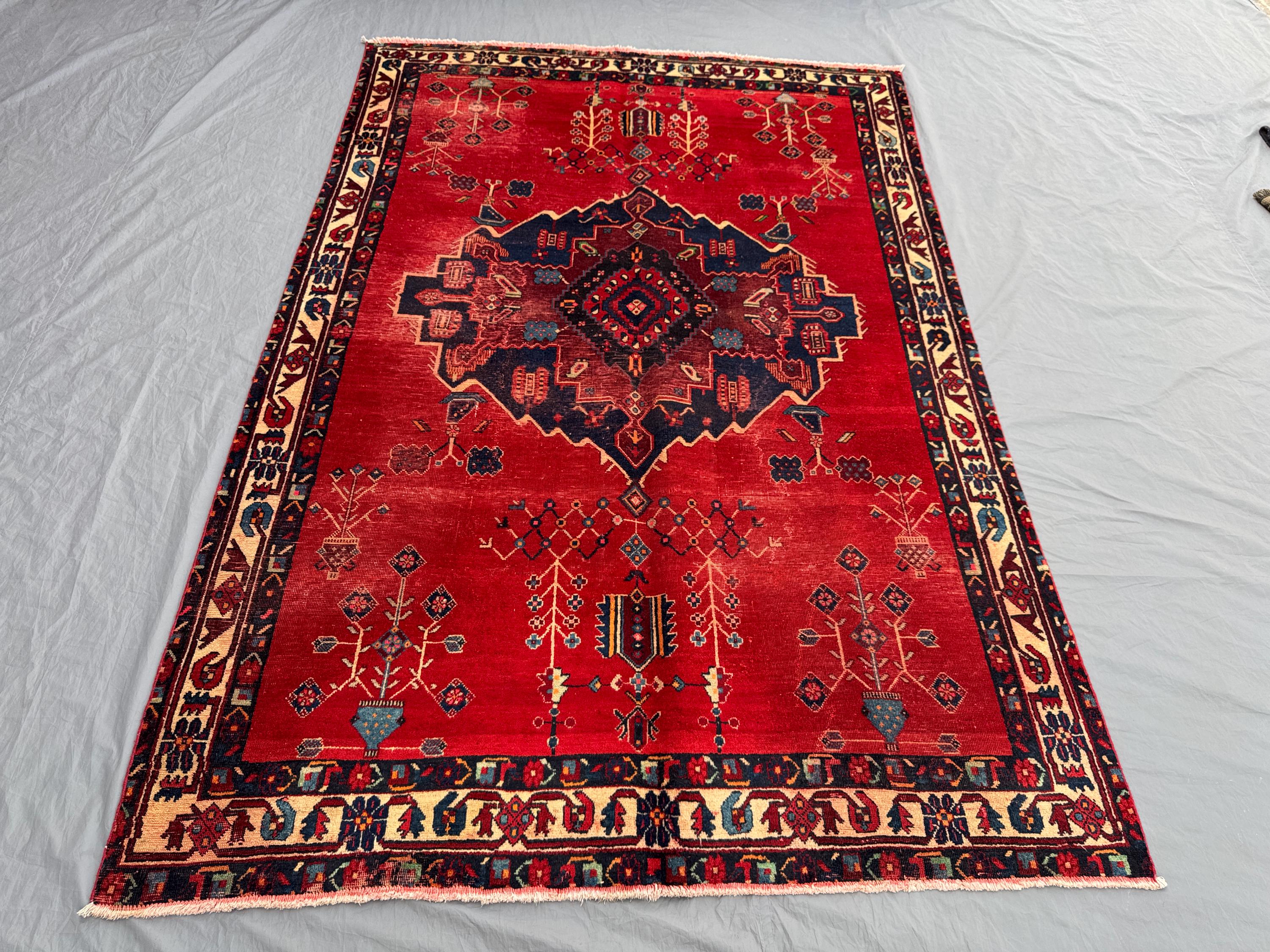 5'6x8'3 ft Turkish Inspired Wool Handmade Vintage Area Rug, Hand Knotted Caucasian Style, Soft Wool, Traditional Design