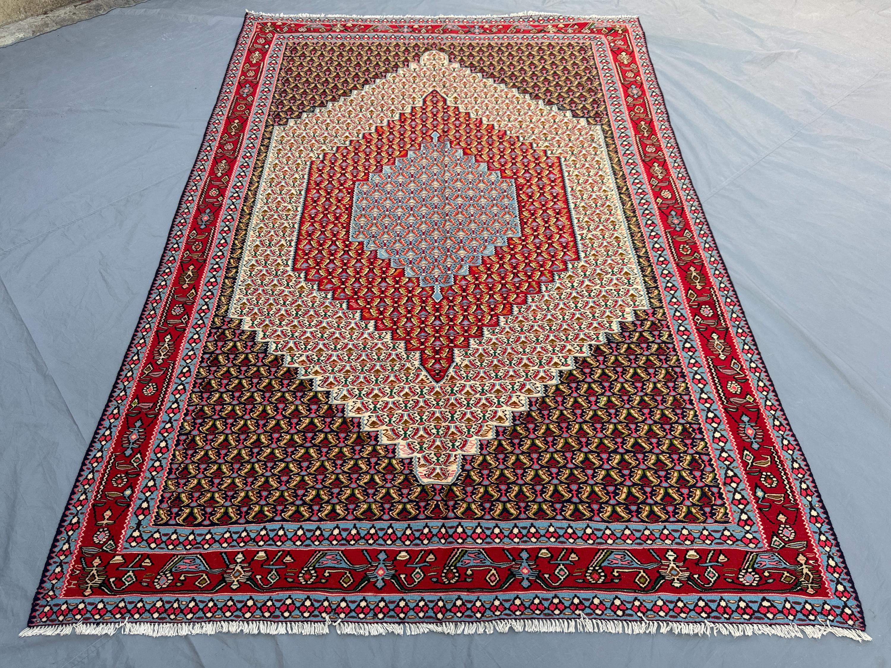 Turkish Handwoven Kilim | Vintage 7 x 10 ft | One-of-a-Kind Caucasian Design | Large Flatweave Wool Area Rug for Living Room
