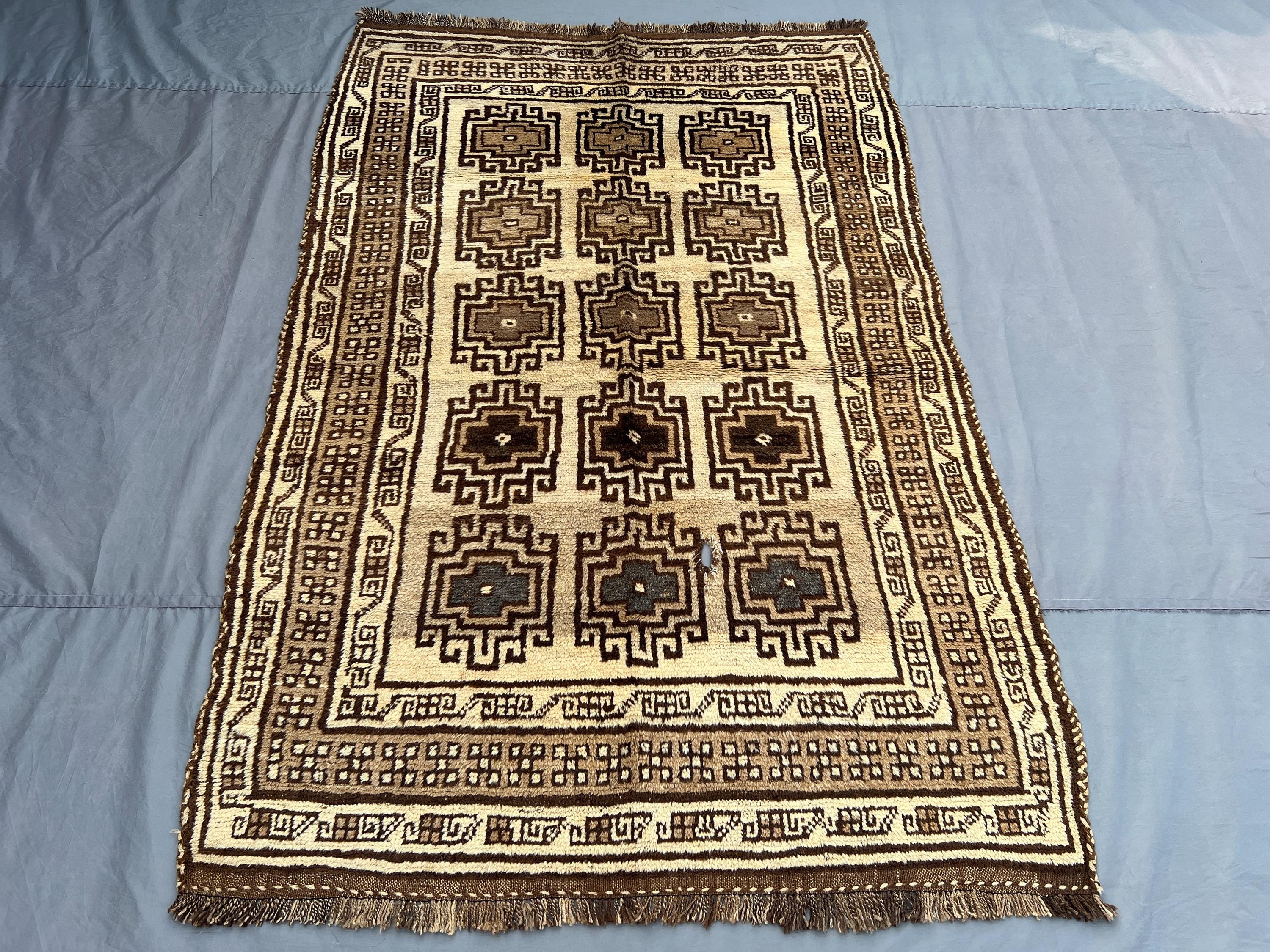 5x7 Afghan Hand-Knotted Balochi Rug – Vintage Soft Pile, One-of-a-Kind, Farmhouse & Living Room Decor, Top Quality | kitchen + bedroom rug