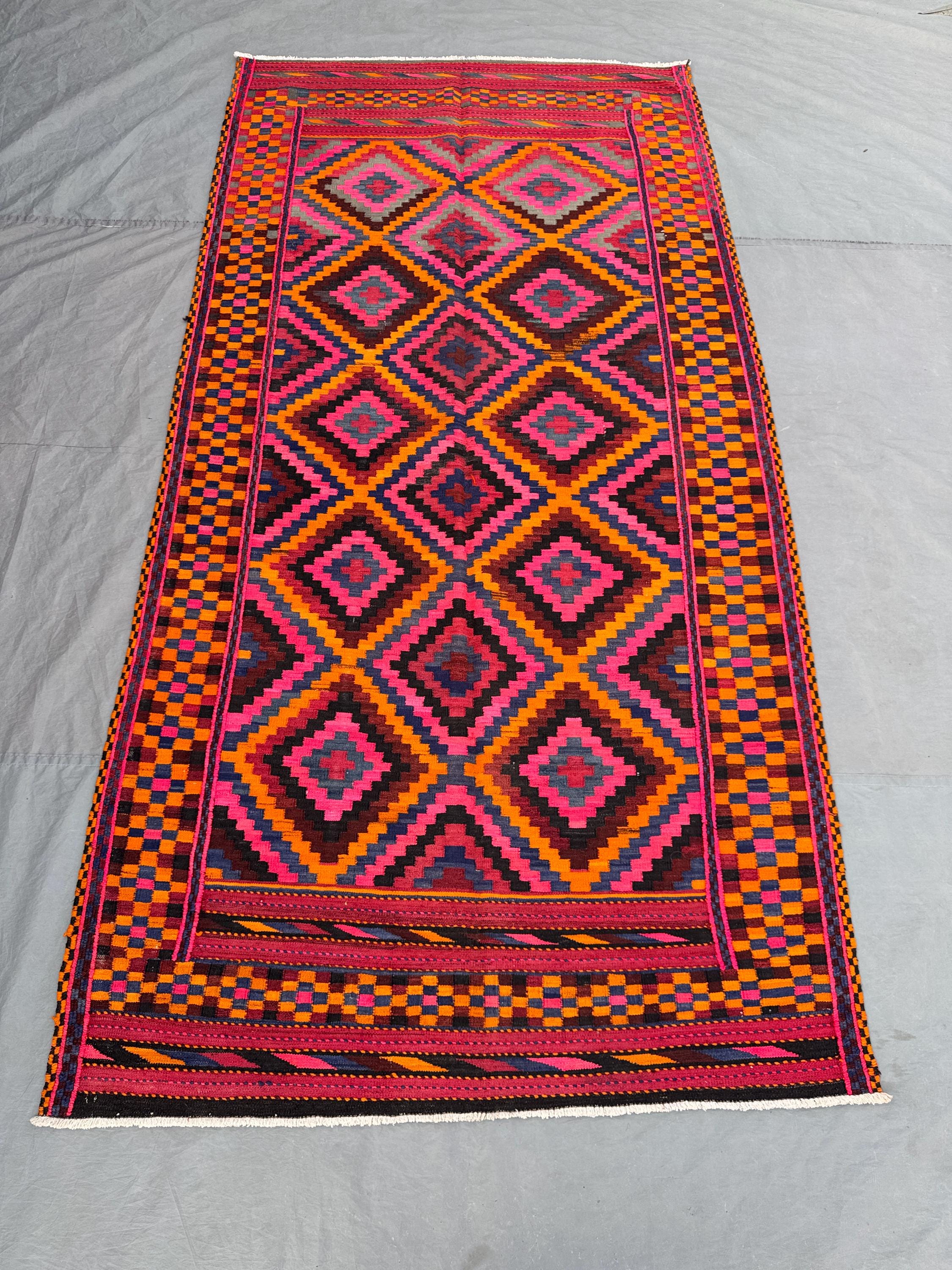 4'8 x 8'10 ft Antique Afghan Baluchi Kilim Area Rug Flat weave 100% Wool One Of A Kind High Quality Handwoven Tribal Wool Living Room