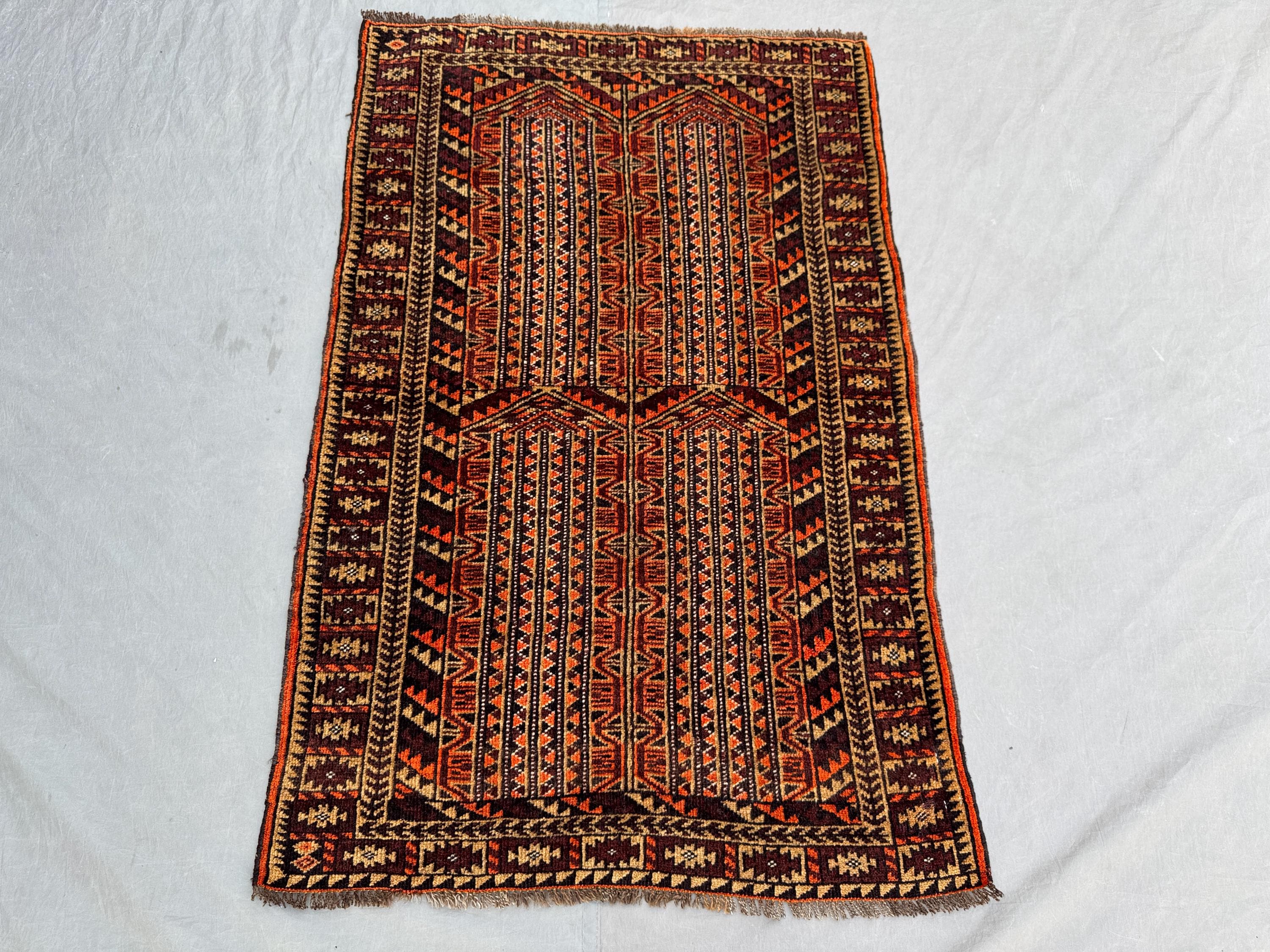 Afghan Hand-Knotted Vintage Rug Soft Pile Turkish-Inspired Caucasian Design 3 x 4 ft One-of-a-Kind Luxury Boho Home Decor