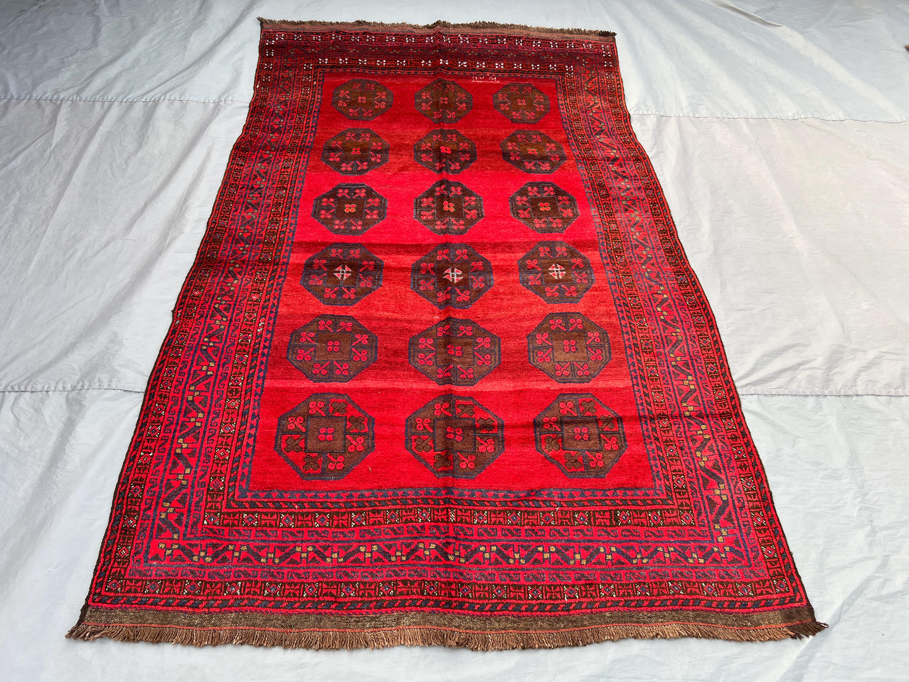 6x9 Vintage Afghan Hand-Knotted Khal Muhammadi Rug, Soft Pile, Turkoman Design Farmhouse, Classic, Collector Area Decor | rug for study room