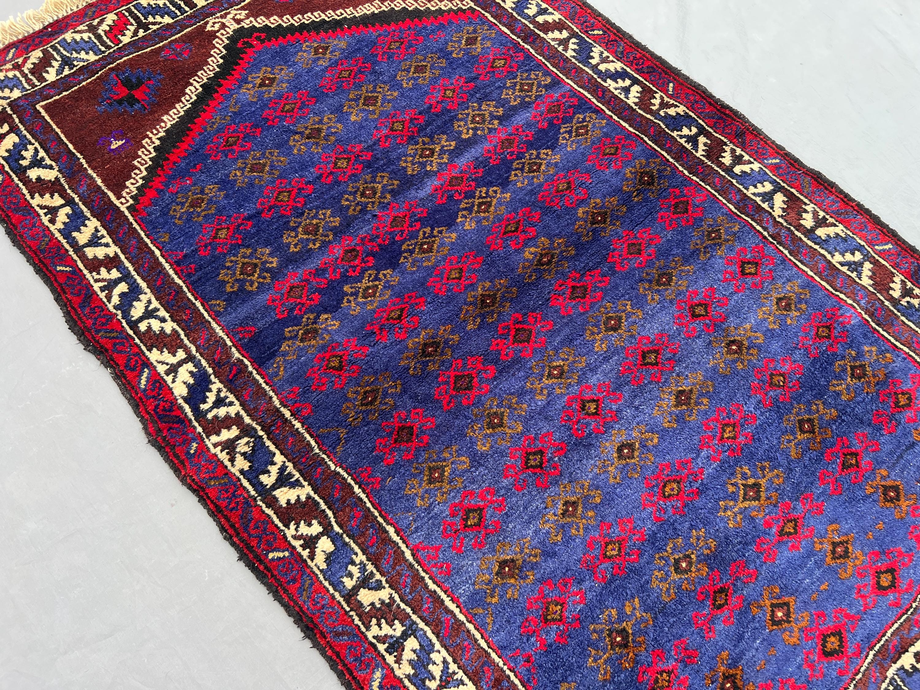 85x140 cm Antique Afghan Prayer Rug Hand Knotted Wool Soft Pile Rare Wool Carpet Traditional Vintage Geometric Decorative Area Rug, moss rug