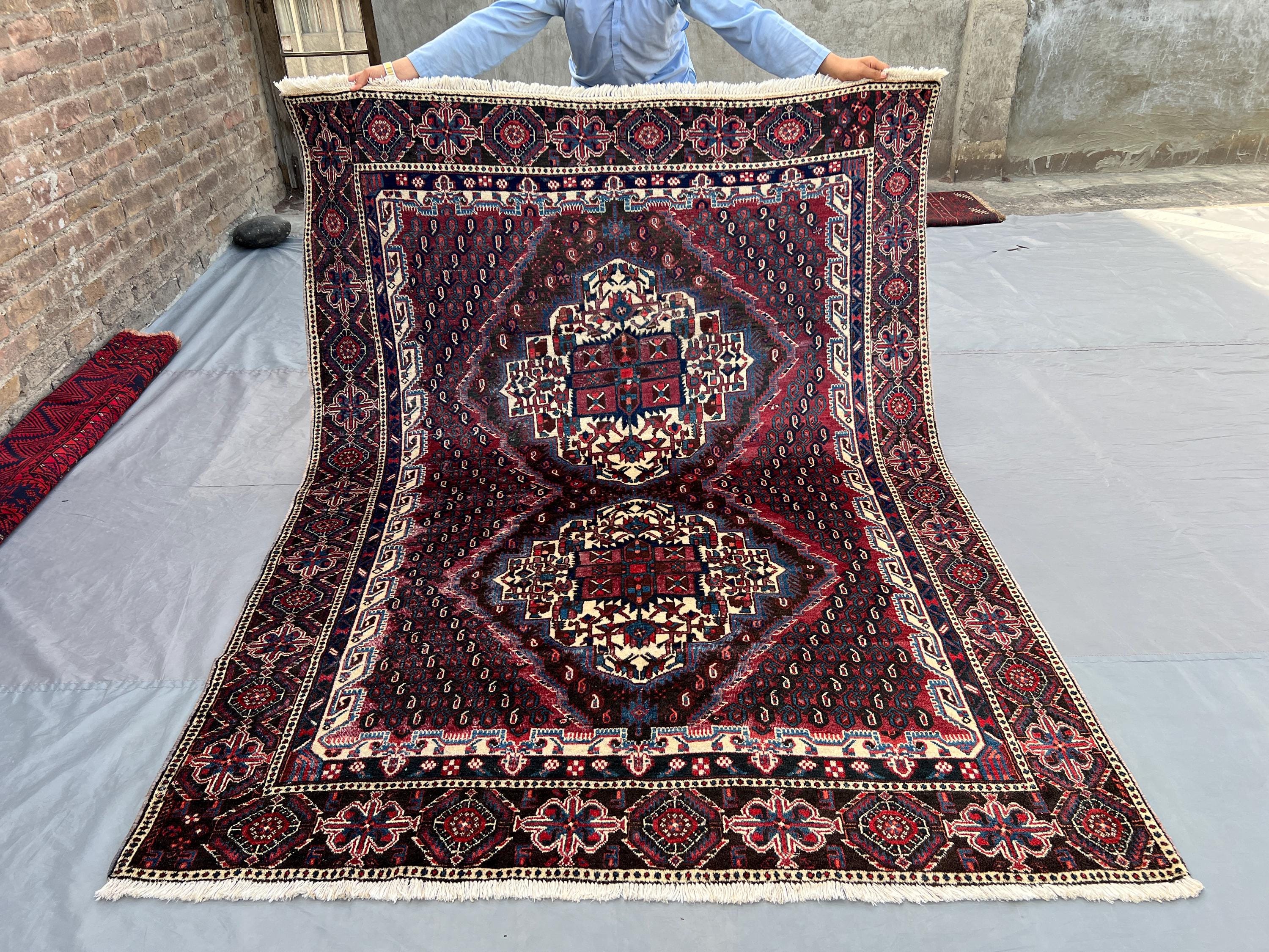Antique Turkish Rug 5'5x7'3 | Hand Knotted Wool Carpet | Caucasian Style Tribal Medallion Design | Vintage Oriental Rug, BedRoom Rug Decor