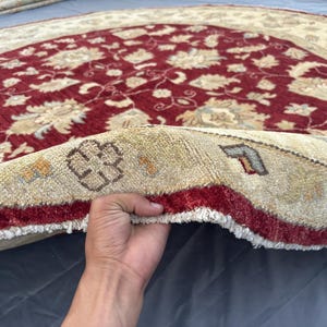 8 x 8 Afghan Hand-Knotted Modern Soft Pile Oval Oushak Design Luxury Wool Rug Elegant Floral Pattern Stylish Living Room Decor | Bedroom rug image 12