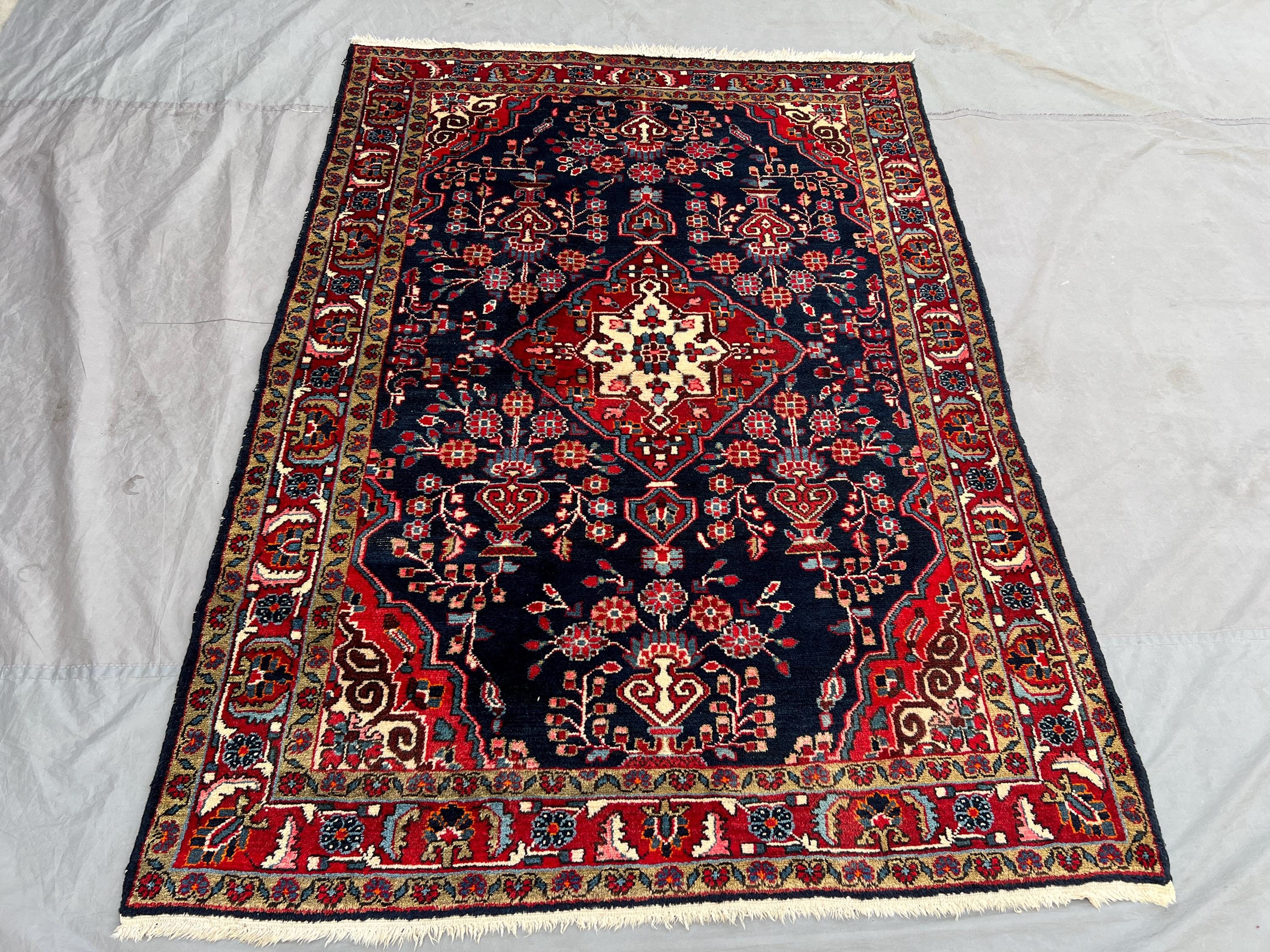 5x7 Turkish hand knotted vintage soft pile Rug, one of a kind luxury area decor rug, Geometric Faded Rug, Turkish medallion design Floor Rug