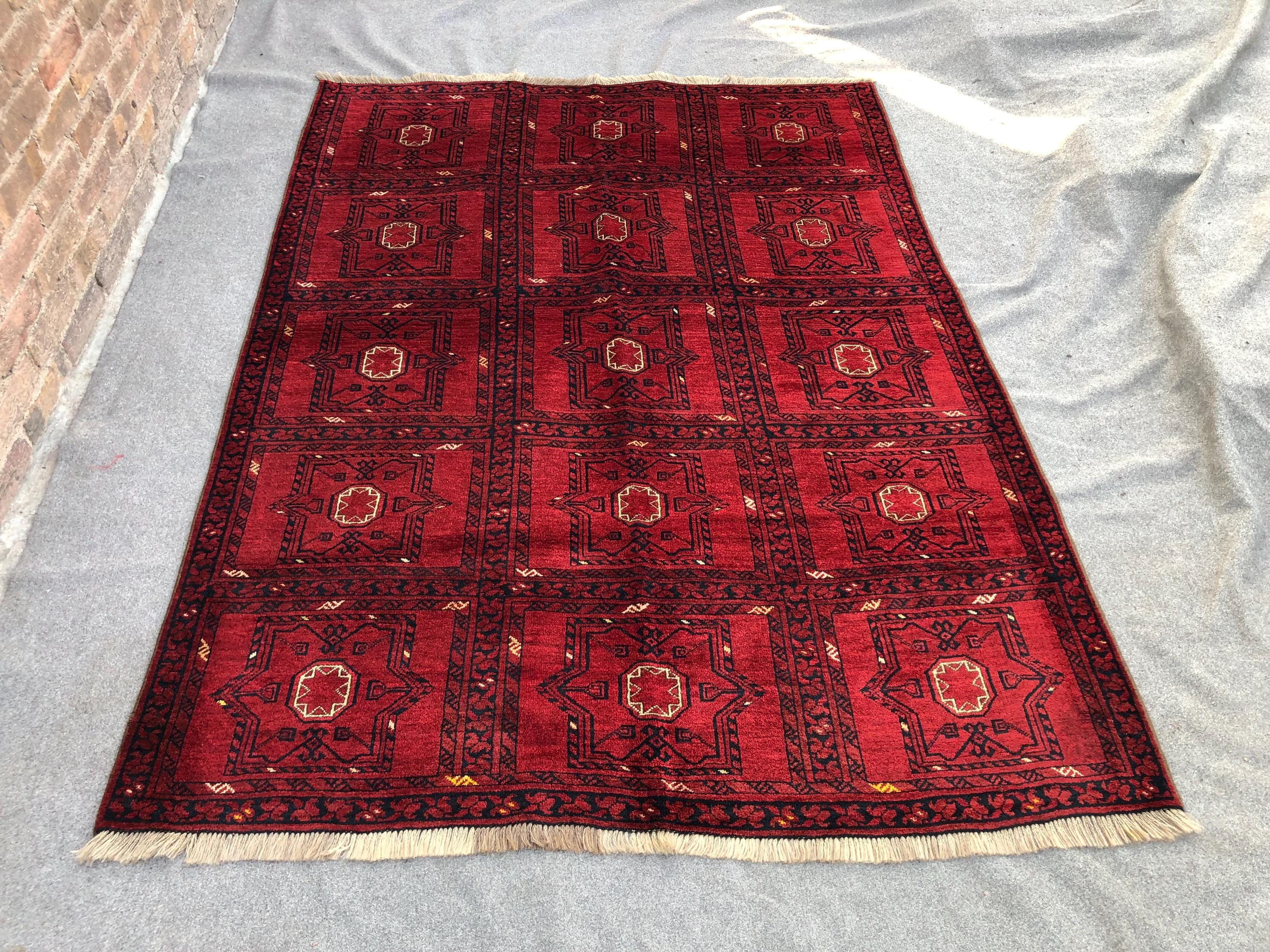 5 x 7フィートのアンティークハンドメイドラグ / アフガニスタン