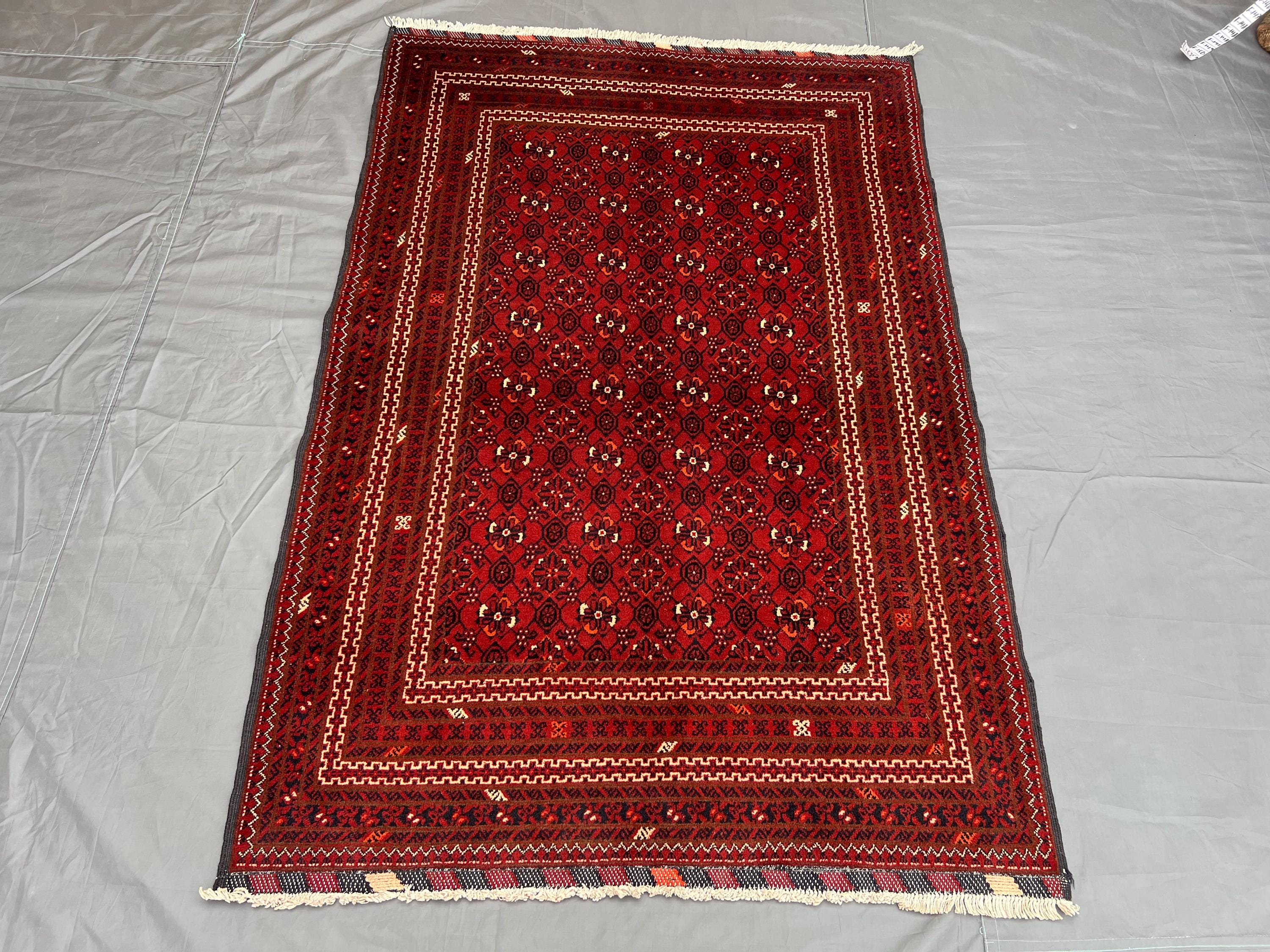 4x6 Patno's gull Rug, Vintage Antique Rug, Afghan Tribal Rug, Bukhara Rug, Turkmen rug, Handmade Wool Rug, Vintage Area Rug, Rug For Bedroom
