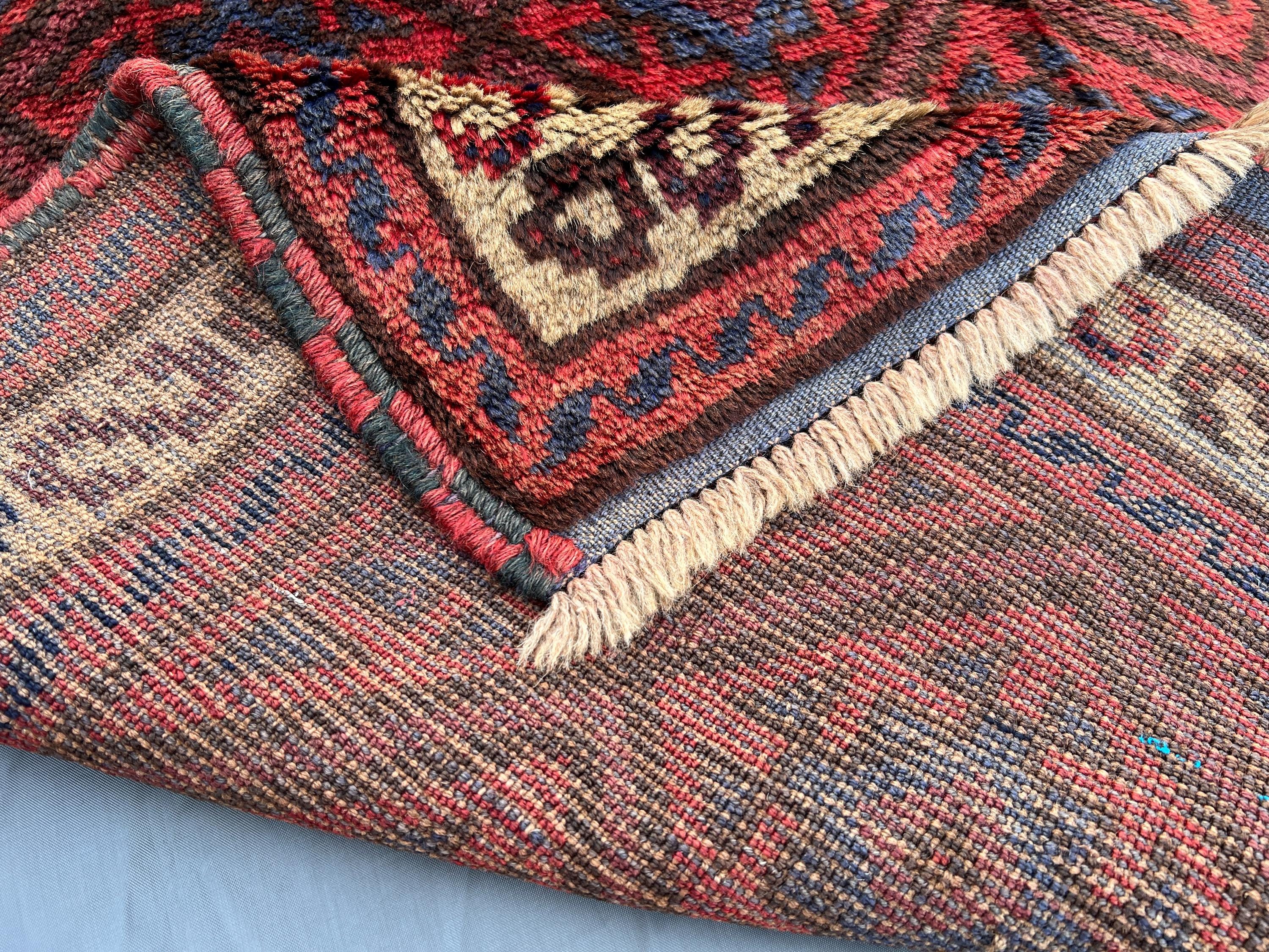 アンティーク アフガニスタン遊牧民ラグ 4'2x6'4フィート | 手編み