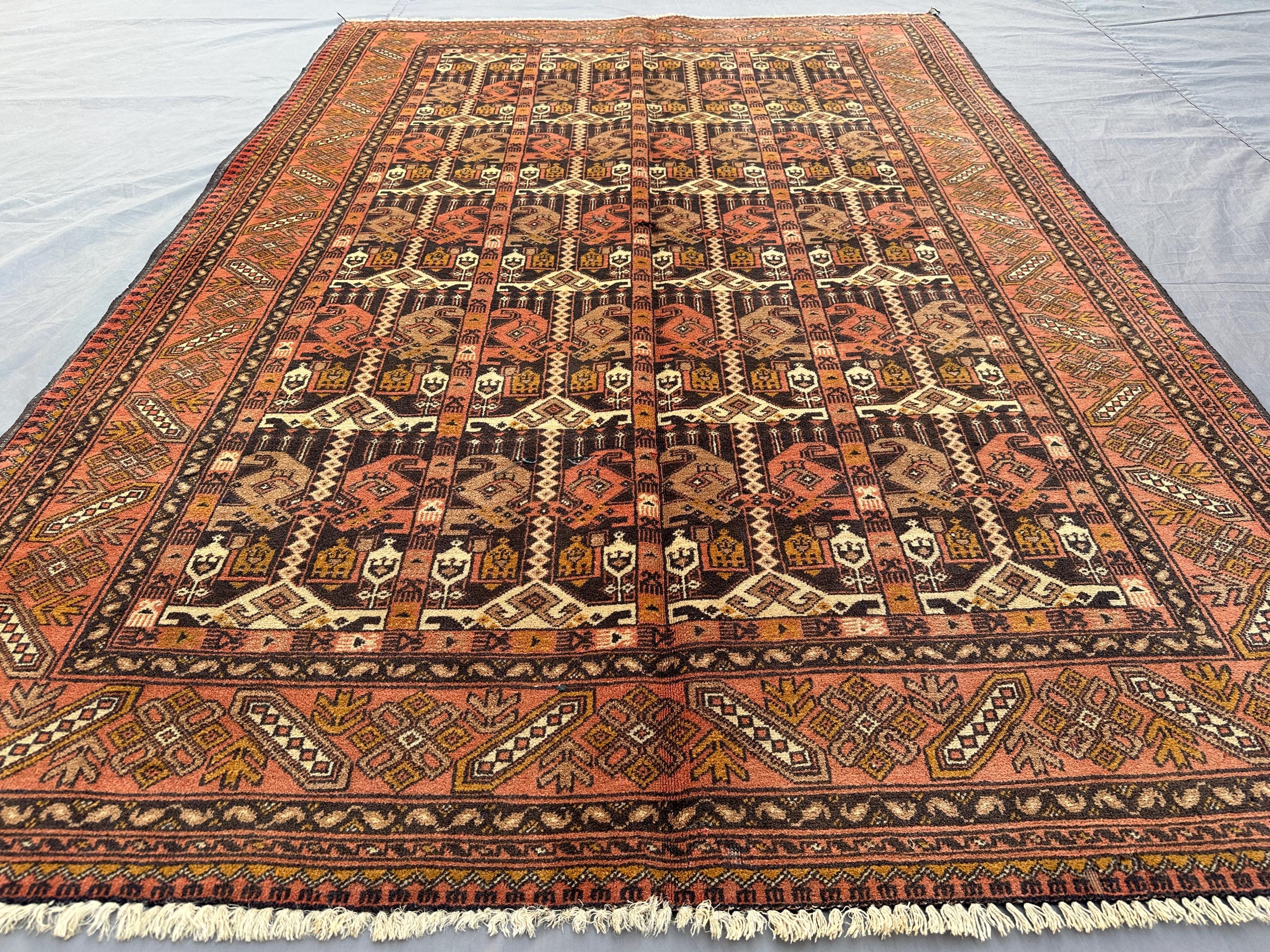 4x6 ft Vintage Turkmen Tribal Rug | Hand Knotted Wool Geometric Rug | One of a Kind Turkish Style | Kitchen Accent | Afghan Boho Home Decor