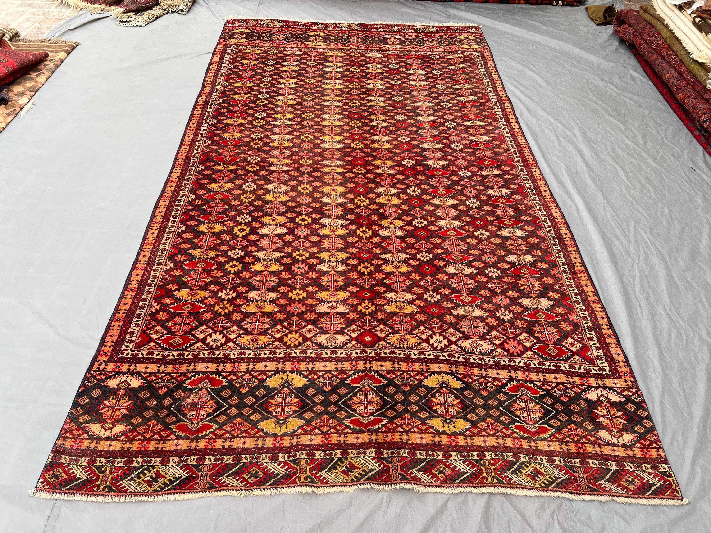 Turkish Hand-Knotted Vintage Runner - Anatolian Design Soft Wool Pile 6 x 11 ft One of a Kind Luxury Oriental Rug Ideal for Living Room
