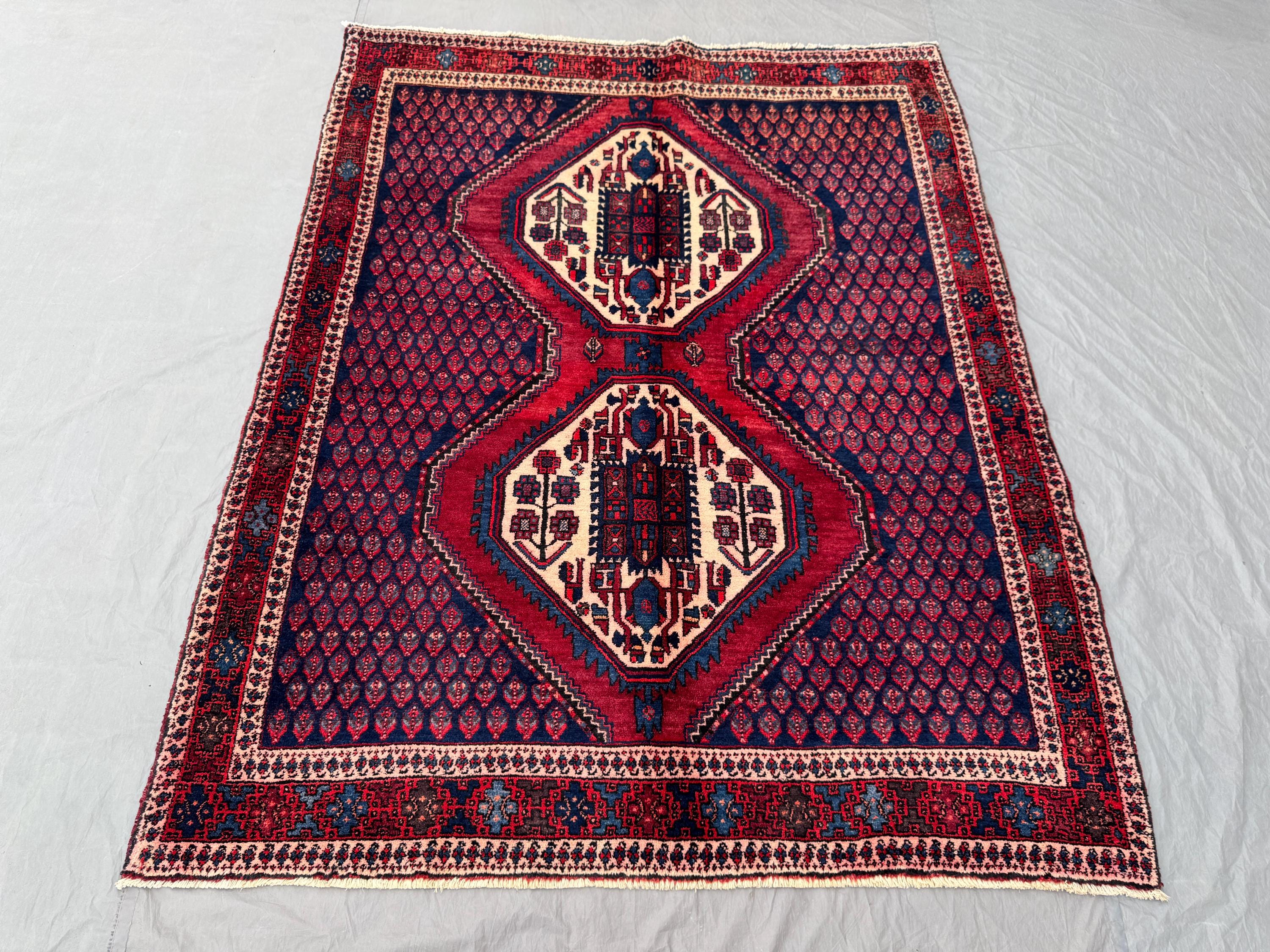 Turkish 4.11x6.3 ft hand knotted vintage rug, soft pile, one of a kind small luxury area rug, traditional Caucasian medallion design