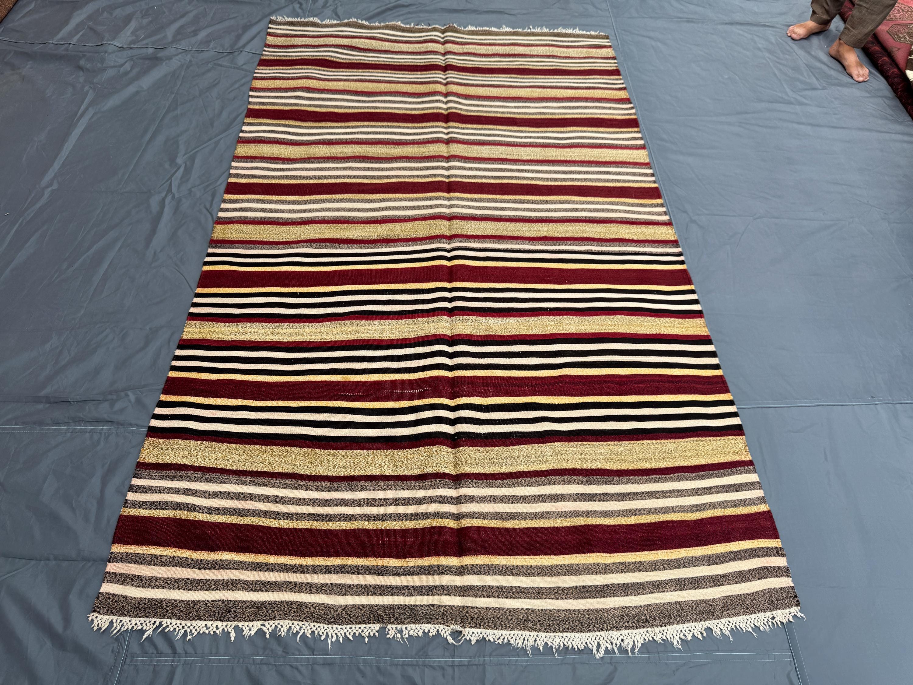 5 × 8 Afghan Handwoven Vintage Flat-Weave Kilim Colorful Balochi Design Tribal Striped Area Rug Boho Home Deco