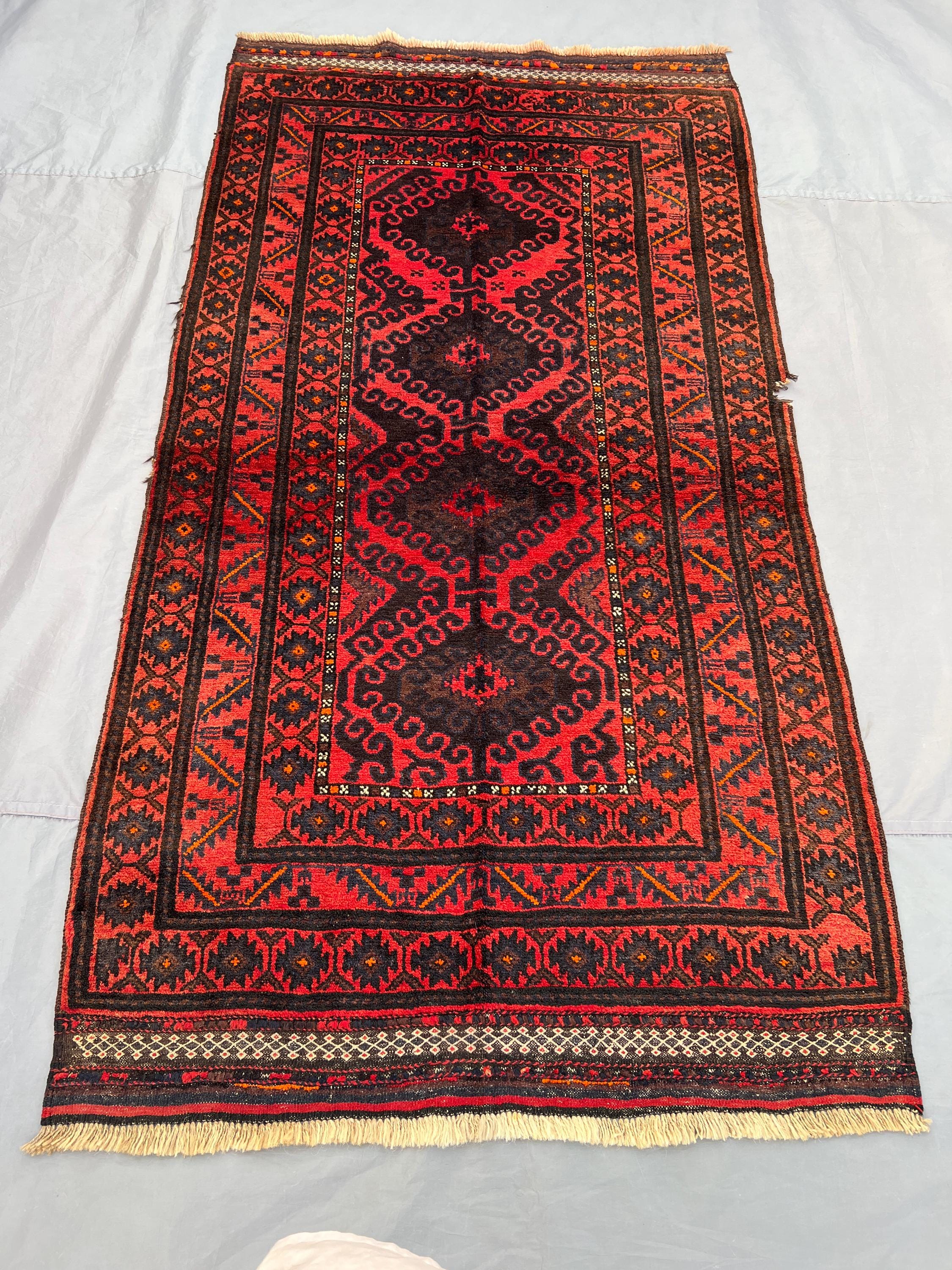 4x8 Afghan Hand-Knotted Baluchi Rug, Vintage Rare Soft Pile Farmhouse Decor, Living Room Rug. Bedroom Rug, oriental Rug | rug for study room