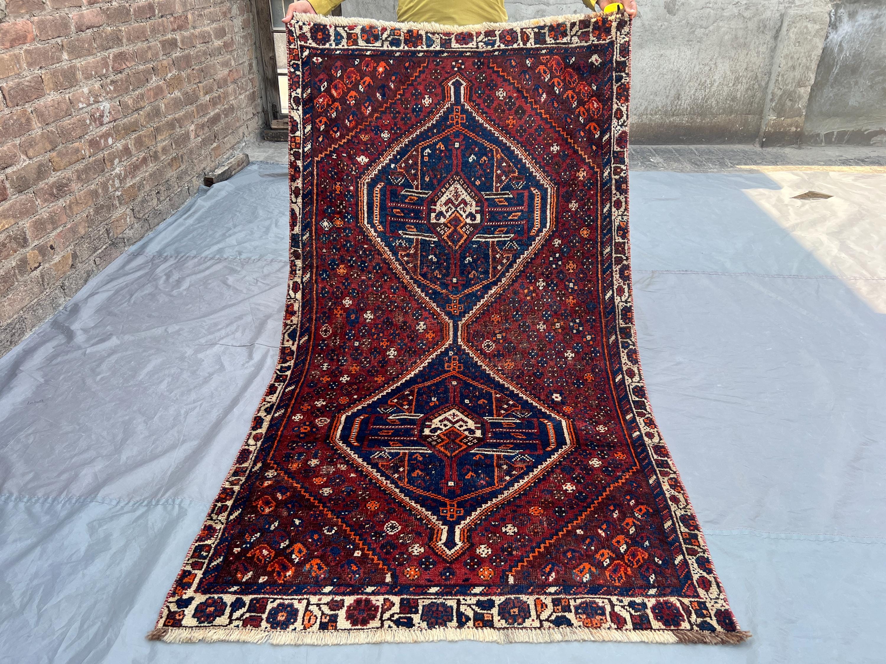 3'8 x 6'7 ft Antique Hand Knotted Rug, Turkish Inspired Caucasian Style Rug, Tribal Geometric Carpet, Rare Vintage Oriental Rug, Home Decor