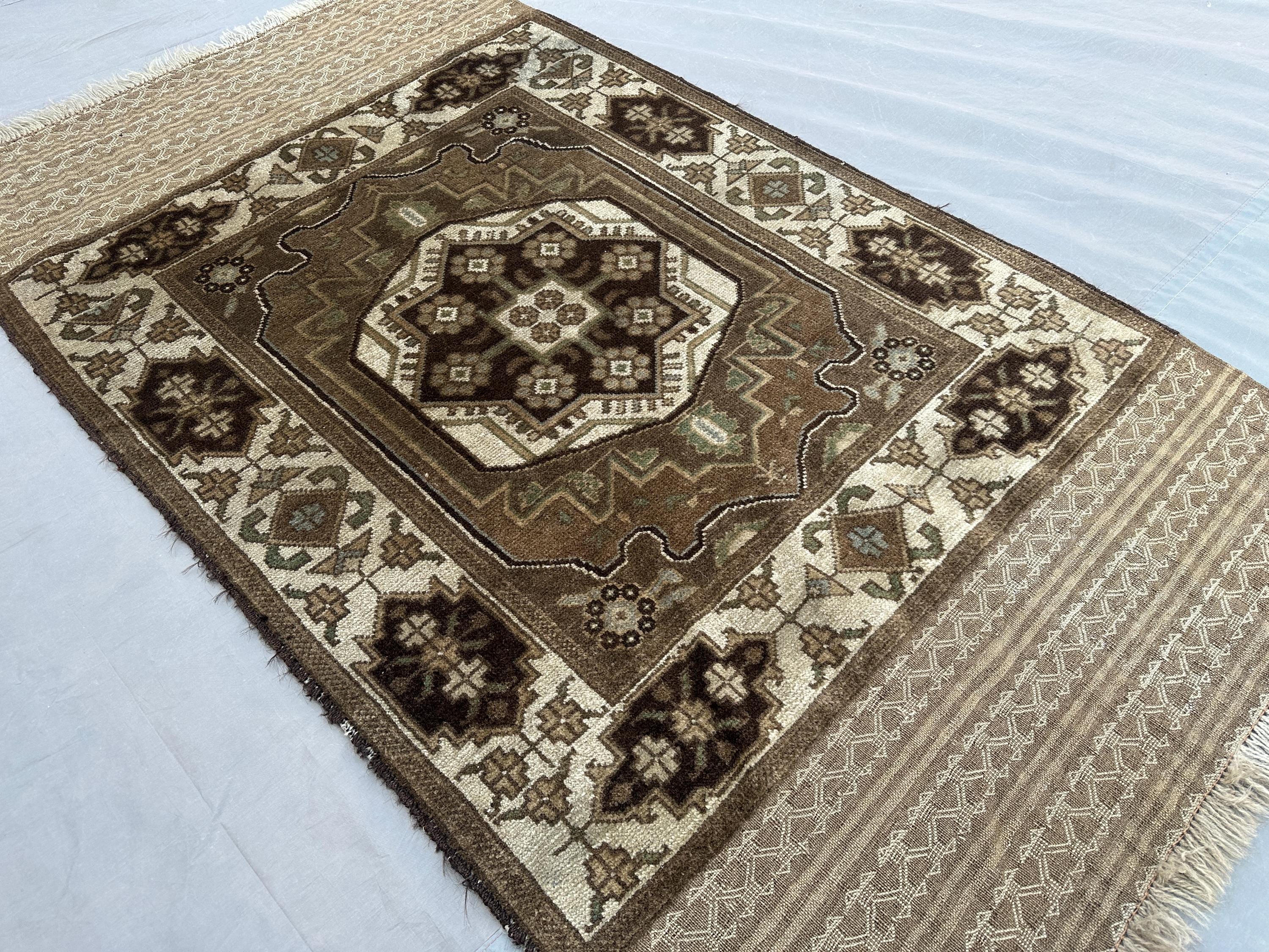 2'7x4'5 ft Afghan Baluch Rug | Antique Hand-Knotted Wool Runner | Faded Terracotta Tribal Carpet | Vintage Boh