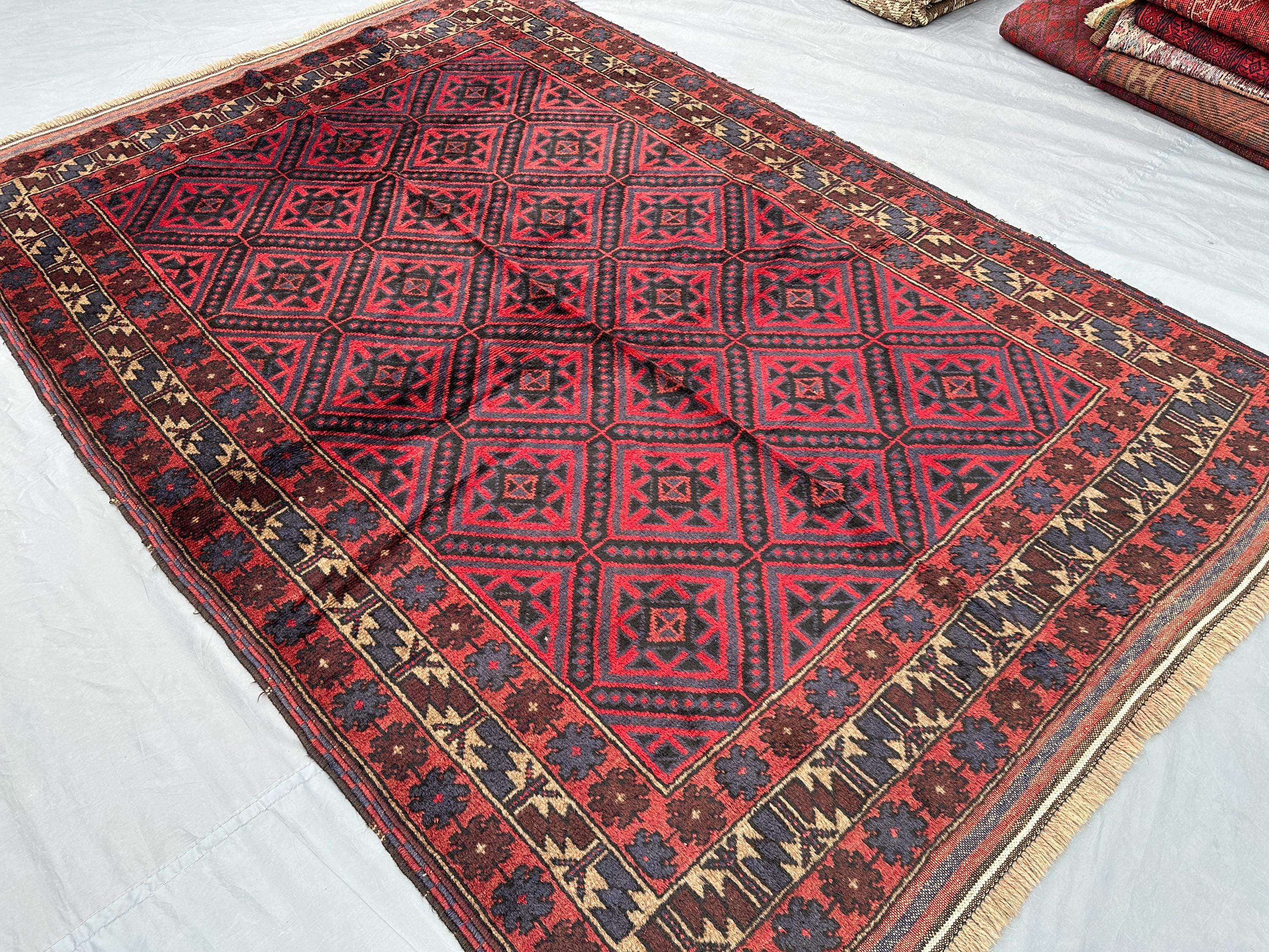 5x8 Afghan Hand-Knotted Turkoman Ersari Rug–Vintage Soft Pile One-of-a-Kind Farmhouse & Living Room Decor, oriental tribal rug | Baluchi Rug