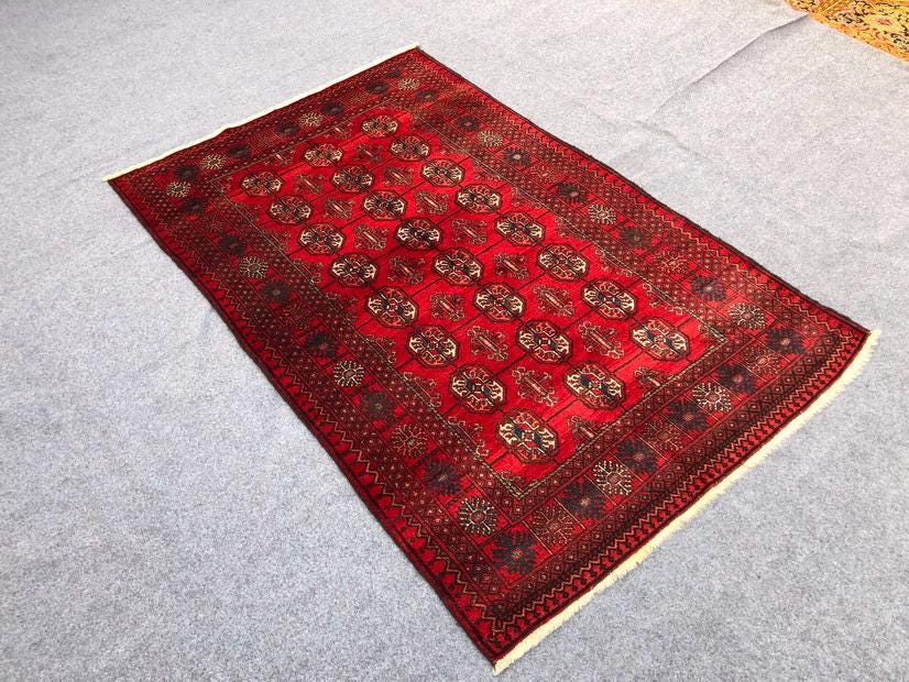 Afghani Vintage Rug 4x6 Beautiful Antique Rug/ Afghan Handmade Wool Rug/ Oriental rug / Traditional Rug / Bedroom rug / Bukhara rug