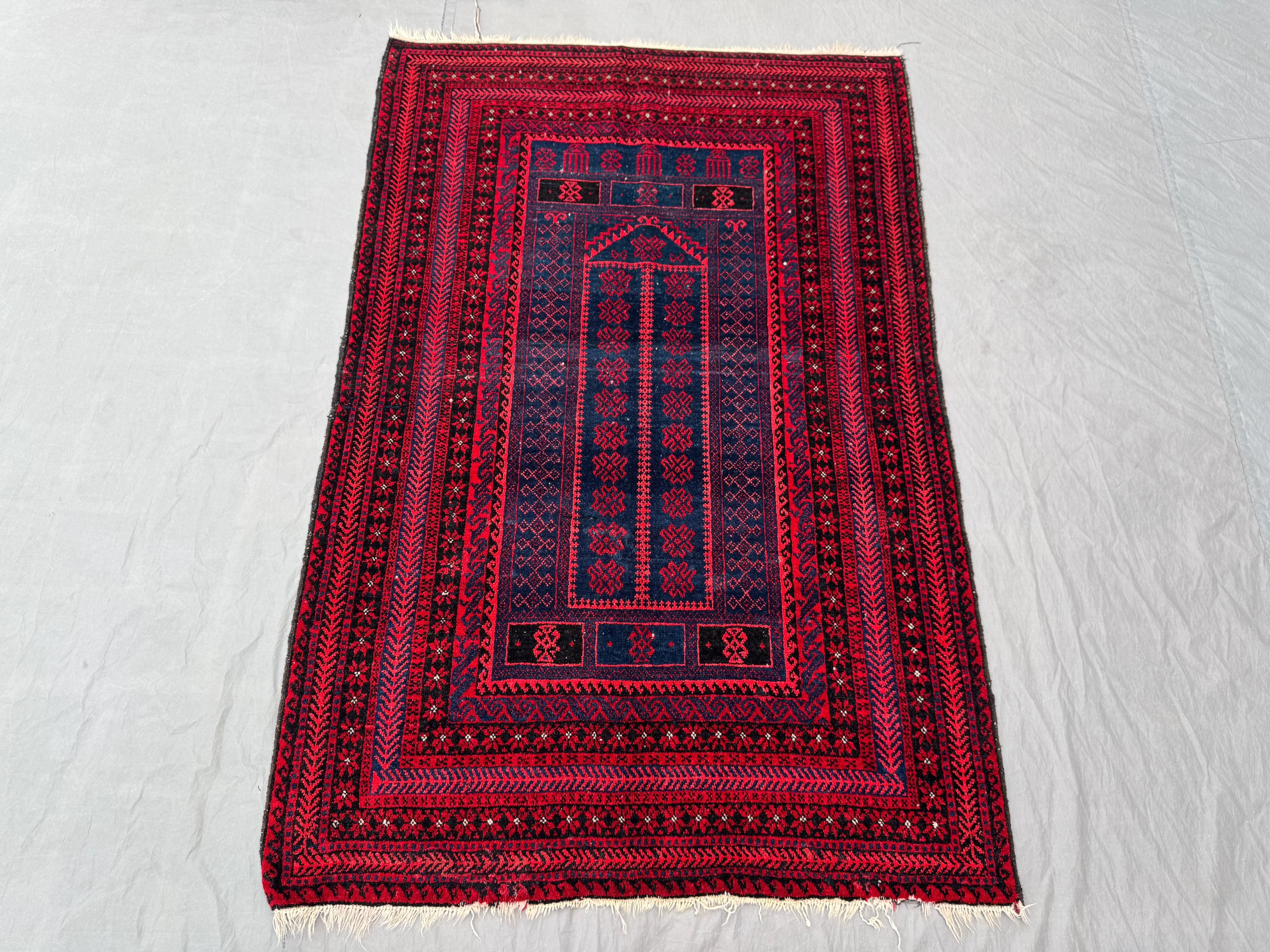 Afghan Hand Knotted Vintage Rug 3 x 5 ft | Soft Pile One of a Kind Small Area Rug | Turkoman Ersari Tribal Design | Bedroom decor