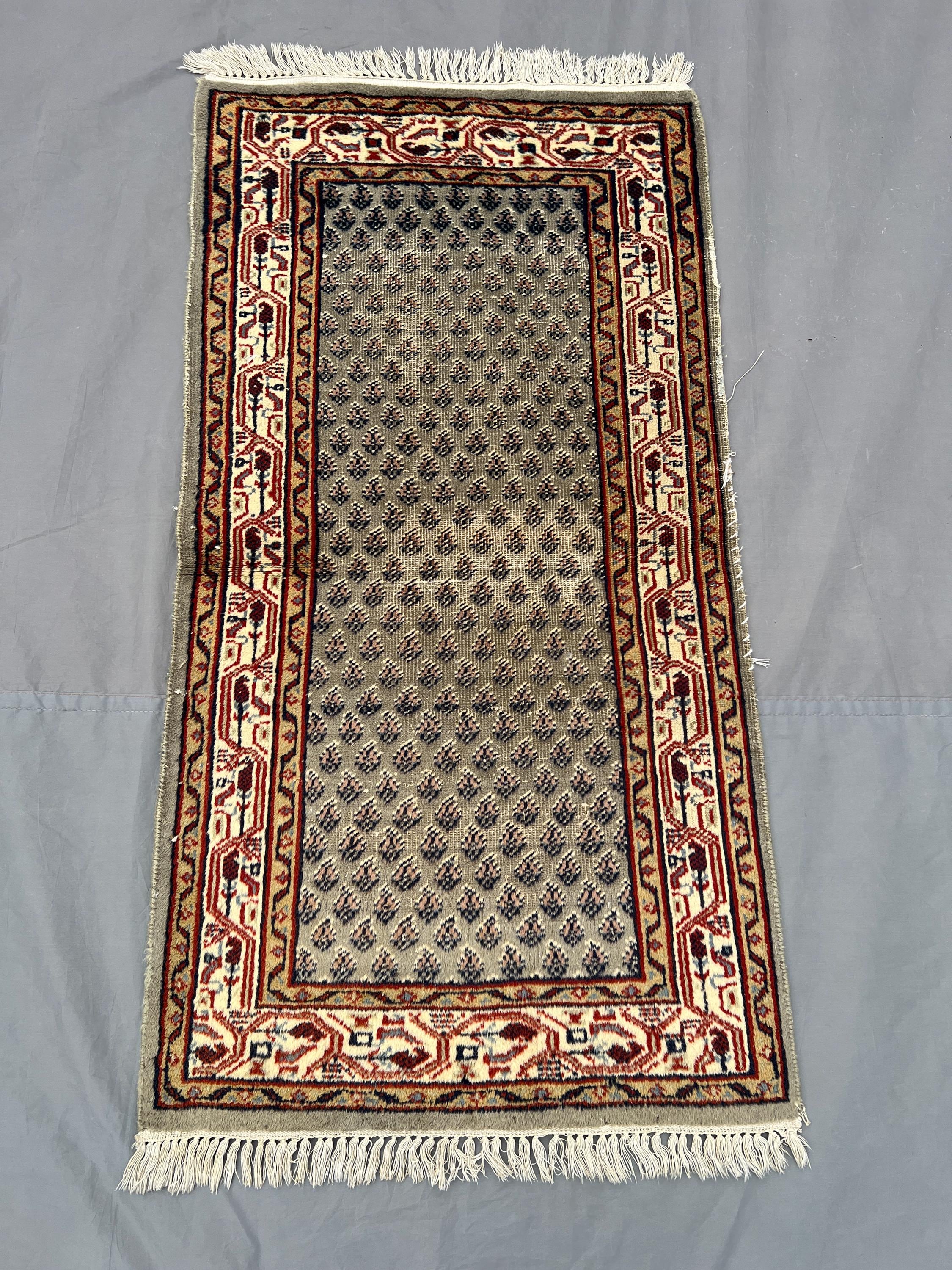 Antique Afghan wool rug 2x4 hand knotted low pile vintage rug distressed moroccan design rare small rug for hallway or decor | kitchen rug
