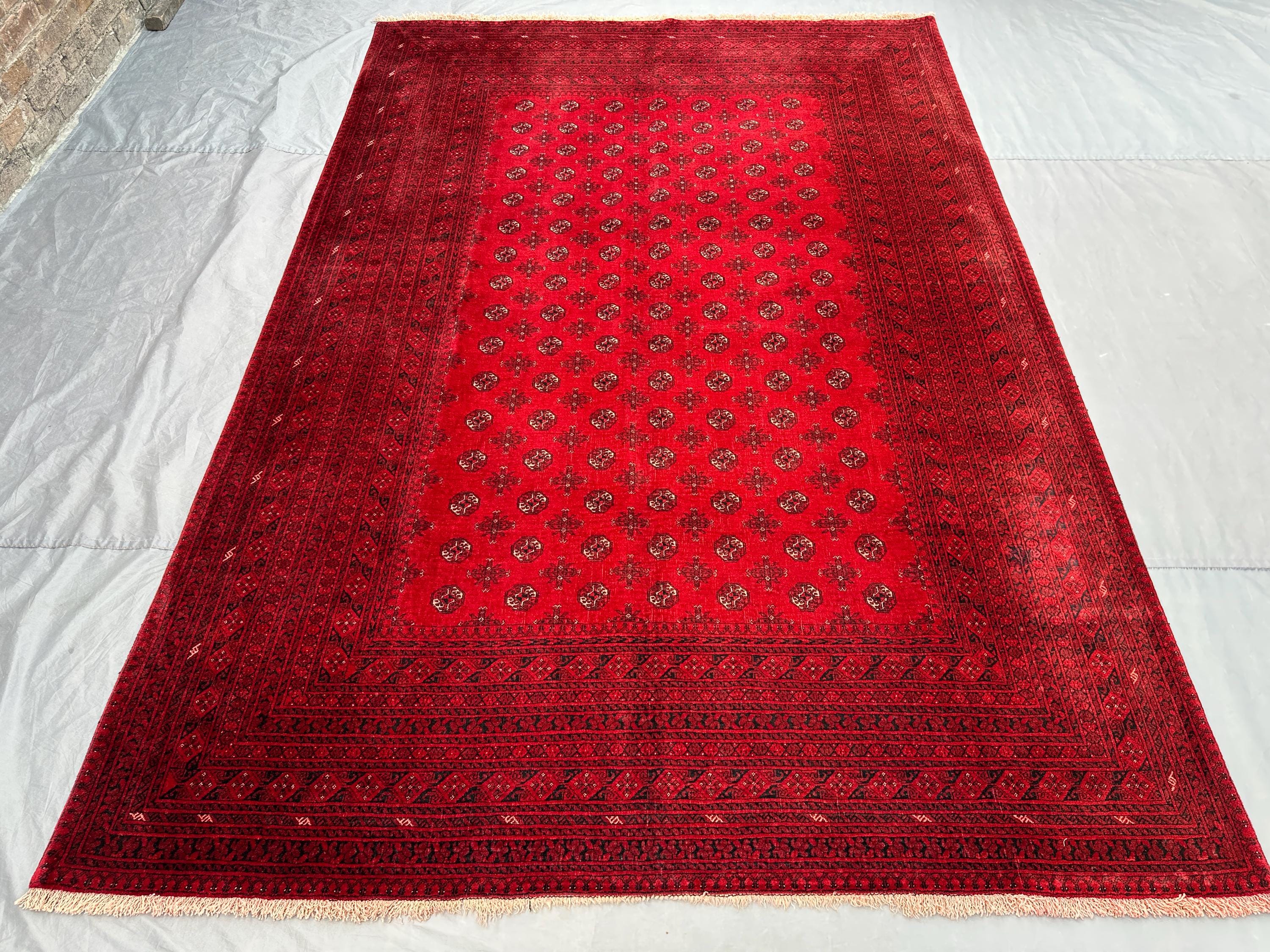 7 x 10 ft Vintage Afghan Hand Knotted Bashiri Mawri Gul Design Red Oriental Area Rug Soft Pile Traditional Boho Decor | living room decor