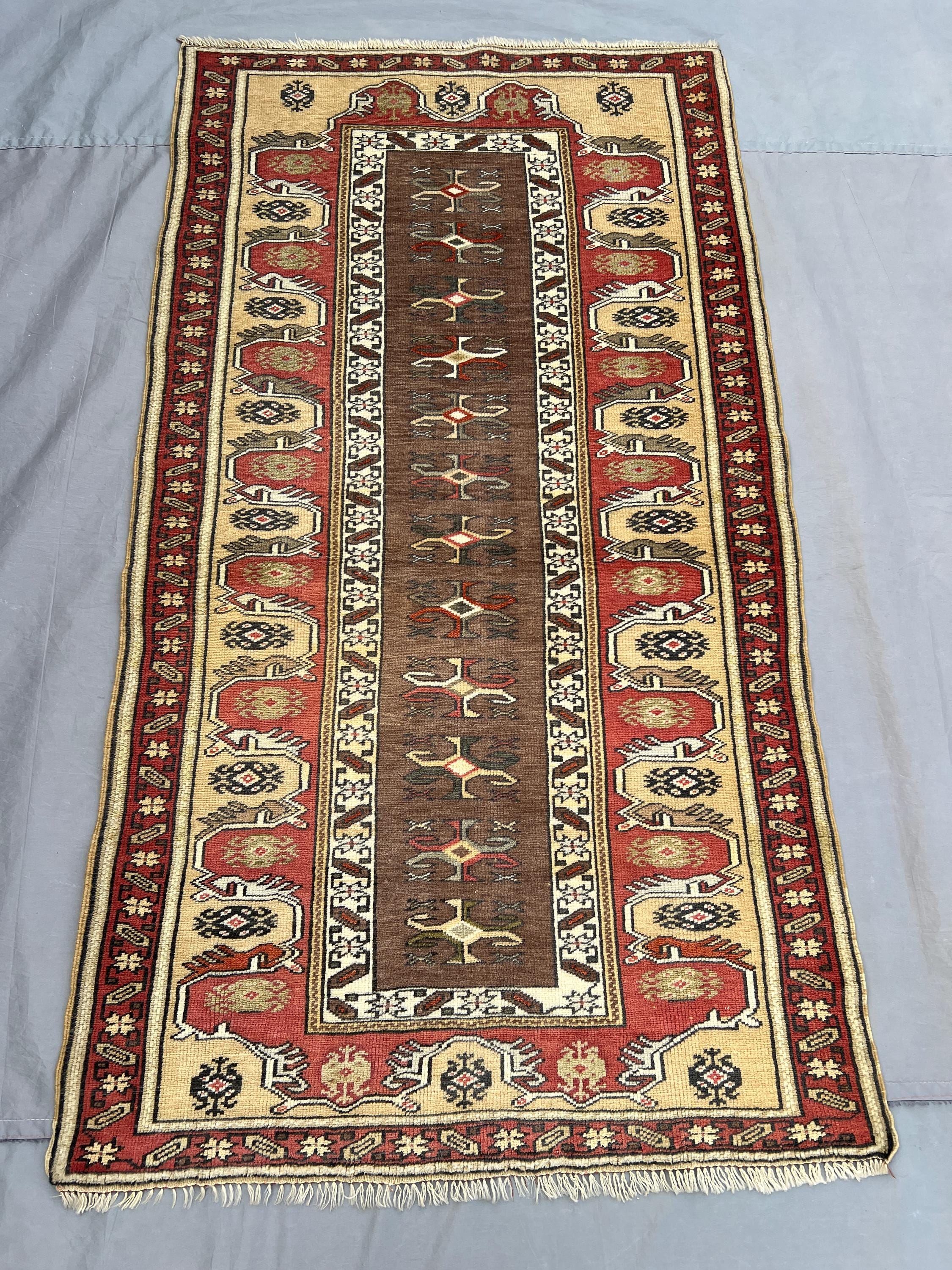 3x6 Vintage Afghan Hand-Knotted Balochi Rug Turkish Inspired Caucasian Style Soft Pile Farmhouse Entryway Classic Decor | rug for study room