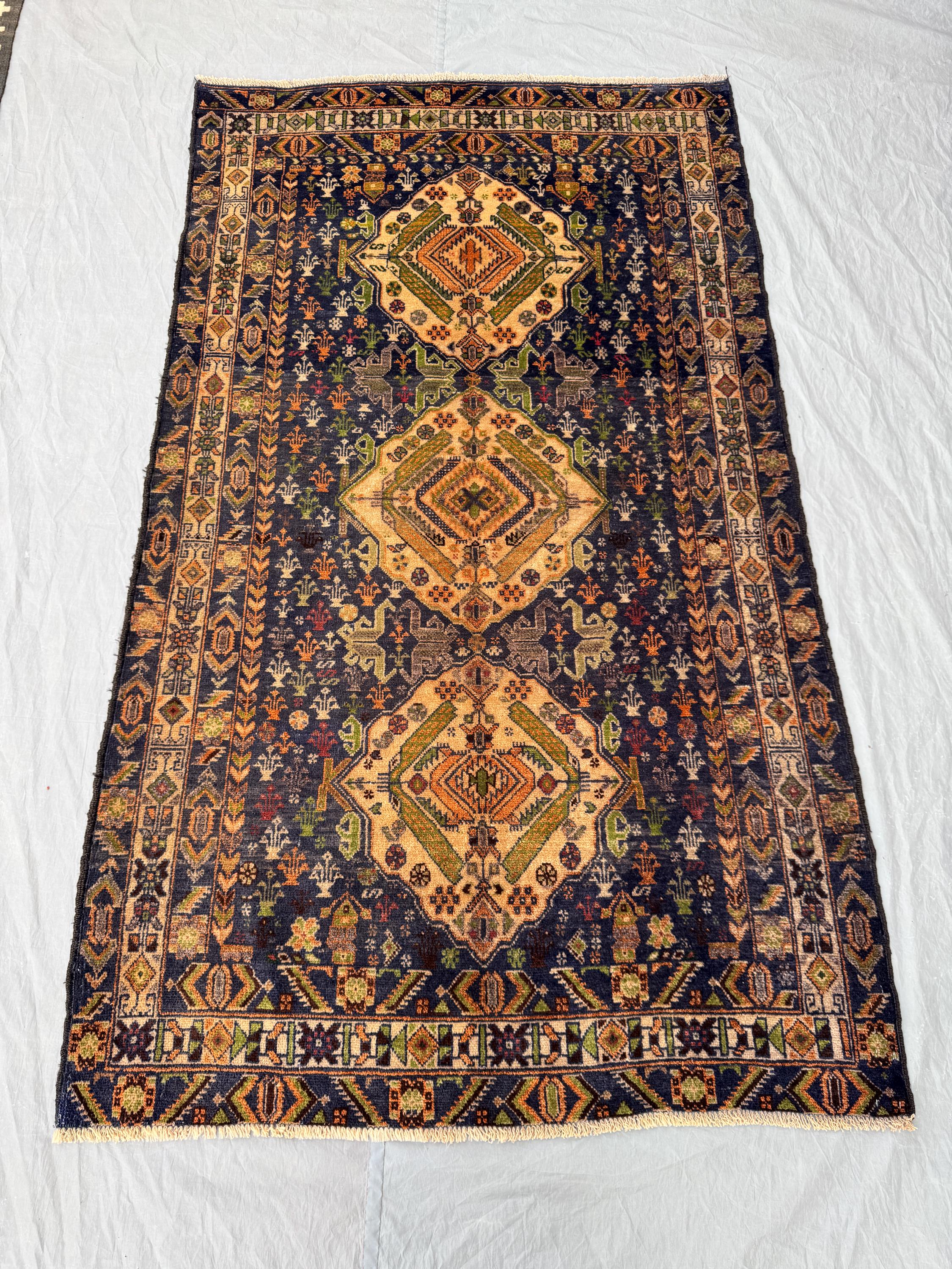 Vintage Turkish Hand-Knotted Rug 4 x 6 ft Soft Pile One of a Kind Anatolian Design Small Area Rug Authentic Handmade Rug | Bedroom decor