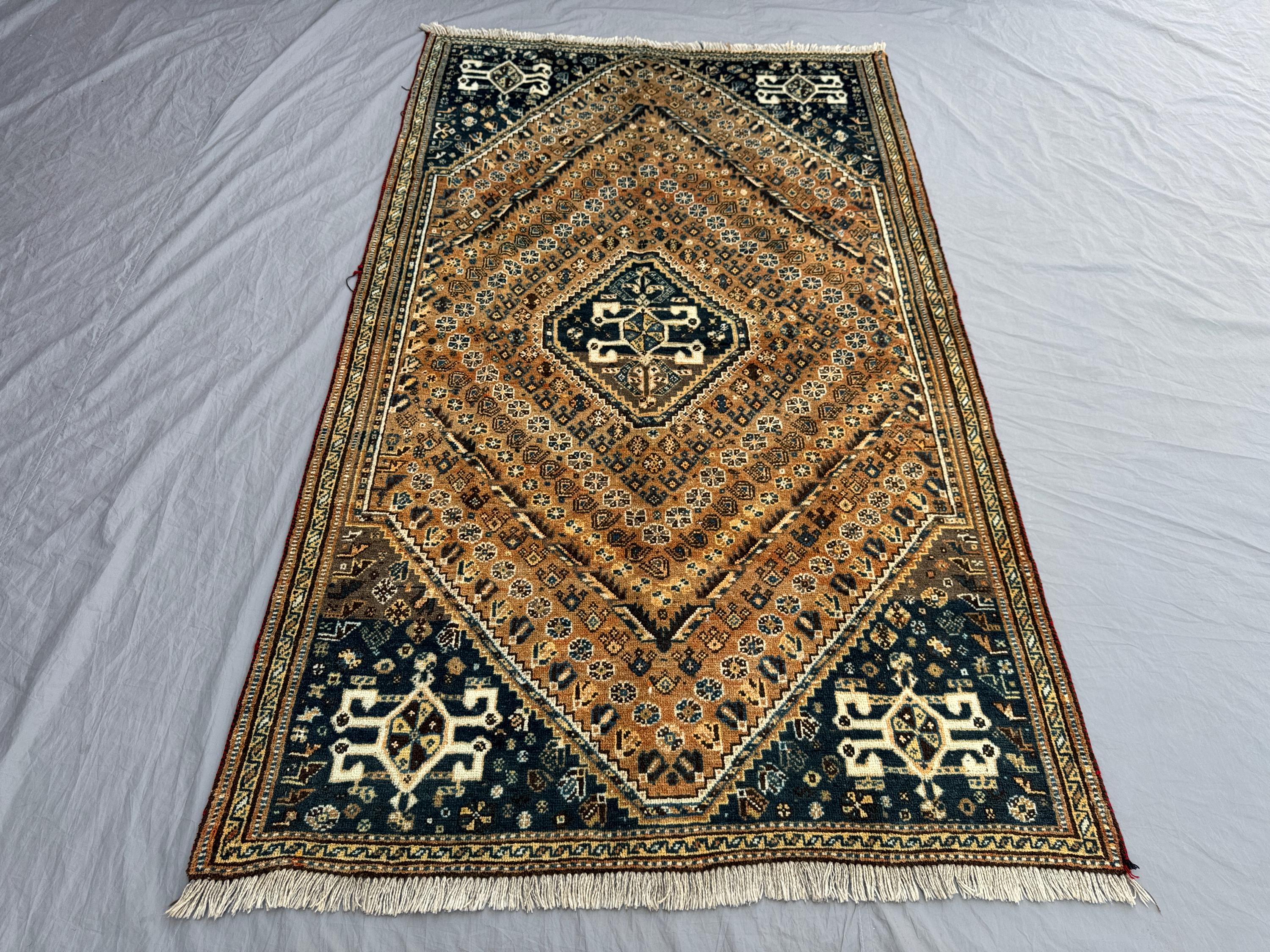 4'6x7'6 ft Turkish Inspired Caucasian Rug, Tribal Wool, Rare Area Rug, Hand-Knotted, Vintage Rug, Wool, Soft, Geometric Design, Boho Decor