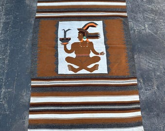 Vintage Moroccan Pictorial Kilim 4'3" x 6'9" | Handwoven Tribal Wool Wall Hanging Rug | Bohemian Ethnic Decor | Unique Artisan Wool Carpet