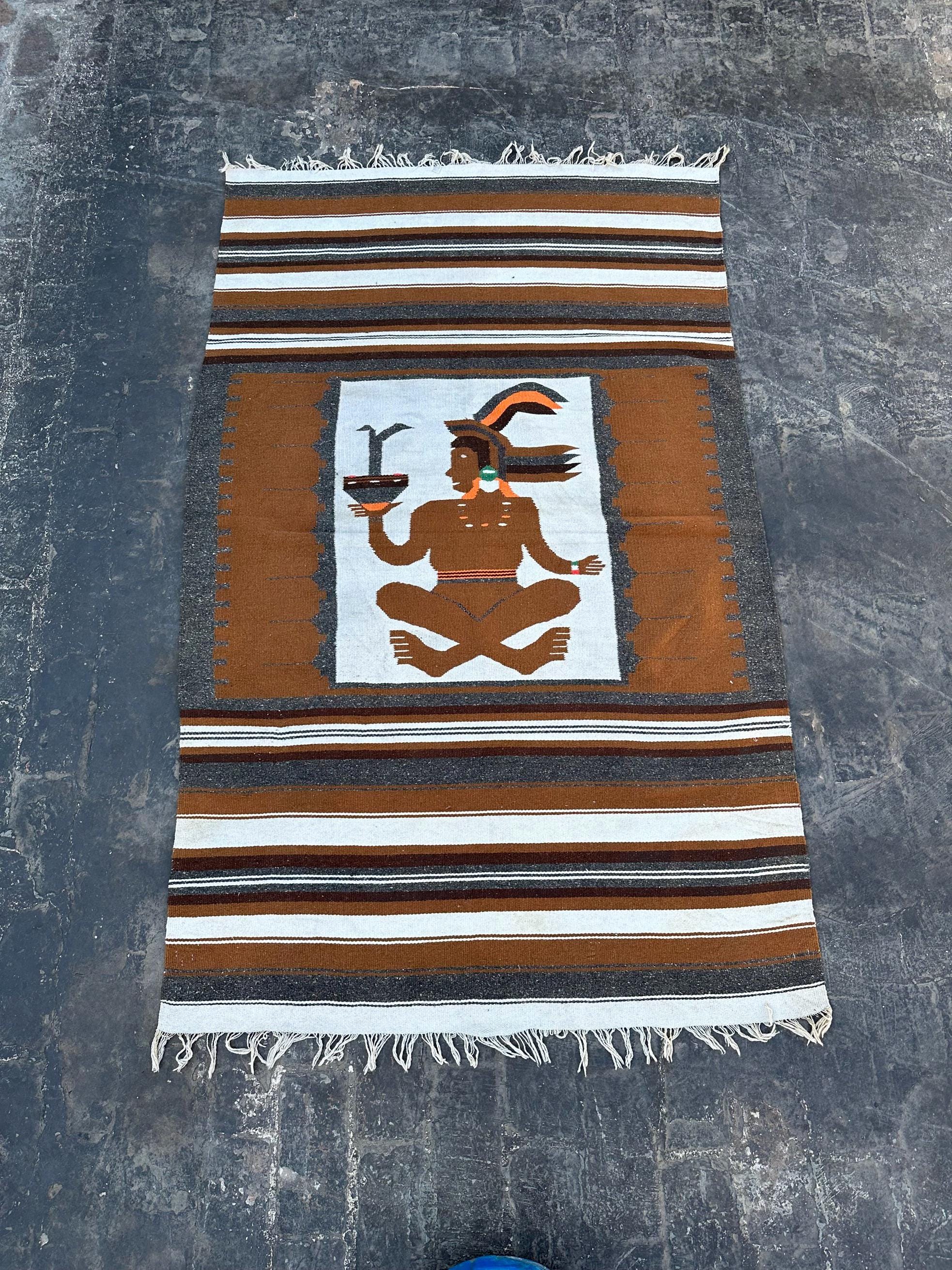 Vintage Moroccan Pictorial Kilim 4'3" x 6'9" | Handwoven Tribal Wool Wall Hanging Rug | Bohemian Ethnic Decor | Unique Artisan Wool Carpet