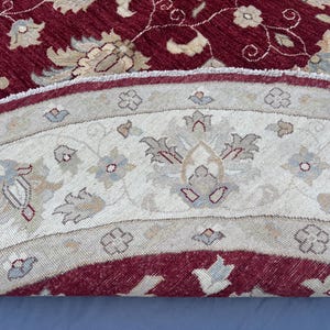 8 x 8 Afghan Hand-Knotted Modern Soft Pile Oval Oushak Design Luxury Wool Rug Elegant Floral Pattern Stylish Living Room Decor | Bedroom rug image 10