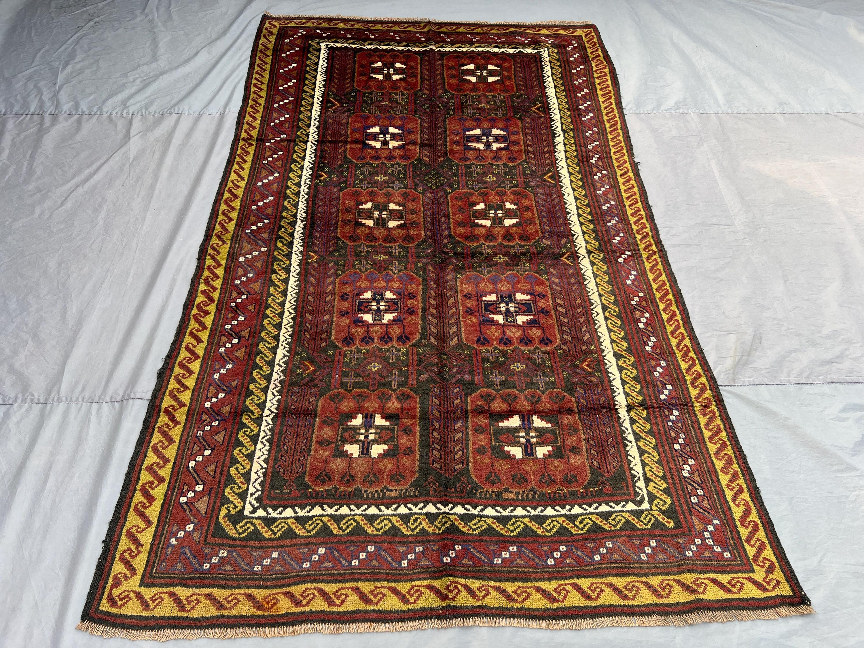 6x10 Vintage Afghan Balochi Rug Hand-Knotted Soft Pile Rare Tribal Farmhouse Decor Living Room rug, Bedroom rug Collectors rug | classic rug