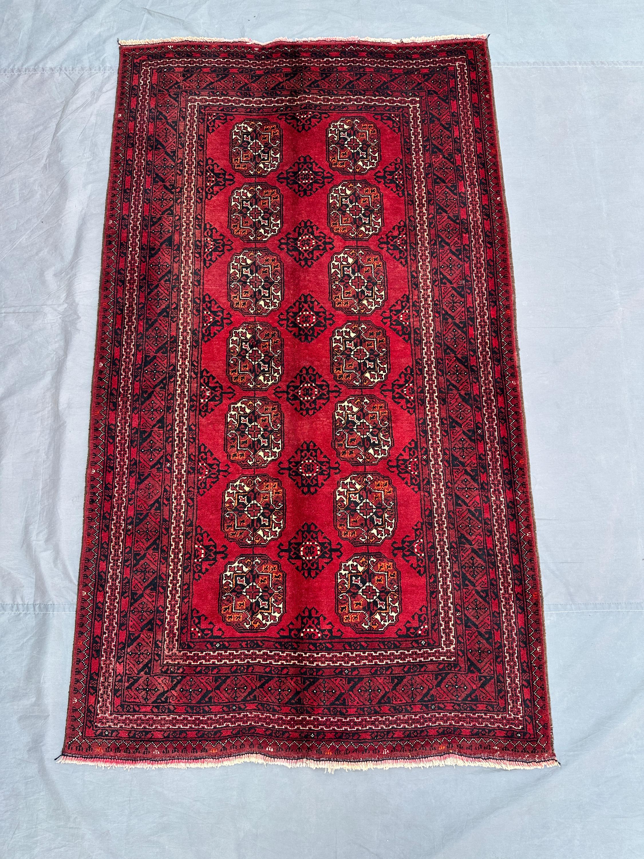 4x6 Antique afghan tribal rug, Turkmen Bukhara rug, Vintage Old Carpet, Kitchen rug, Handmade Bedroom Rug, Bohemein Decor Moroccan rug