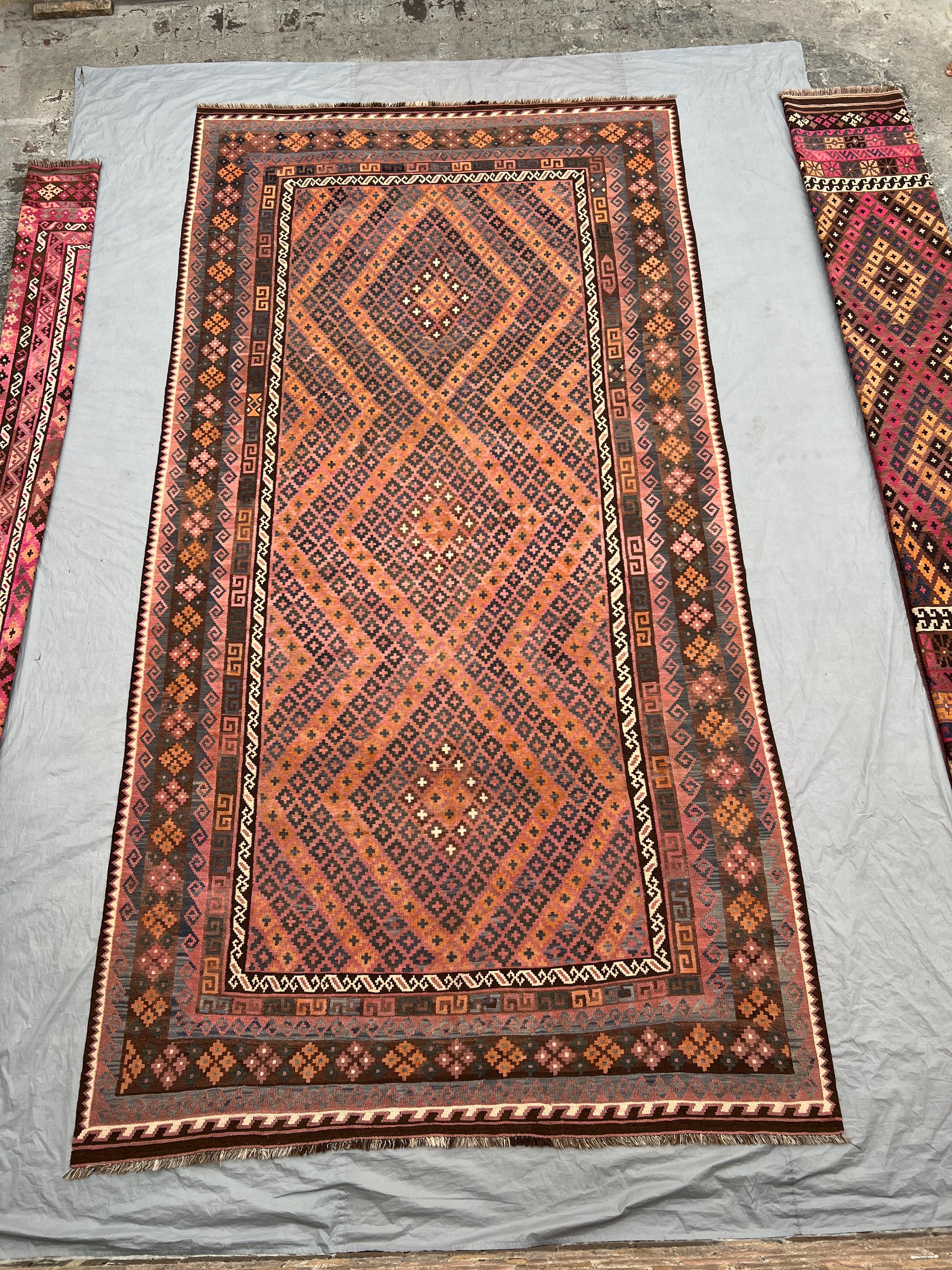 8'3x16'3 Antique Afghan Kilim Rug, Handwoven Flatweave Rug, Old Faded Terracotta Beige Rug, Tribal Oriental Rare Rug Decor, Floor Rug