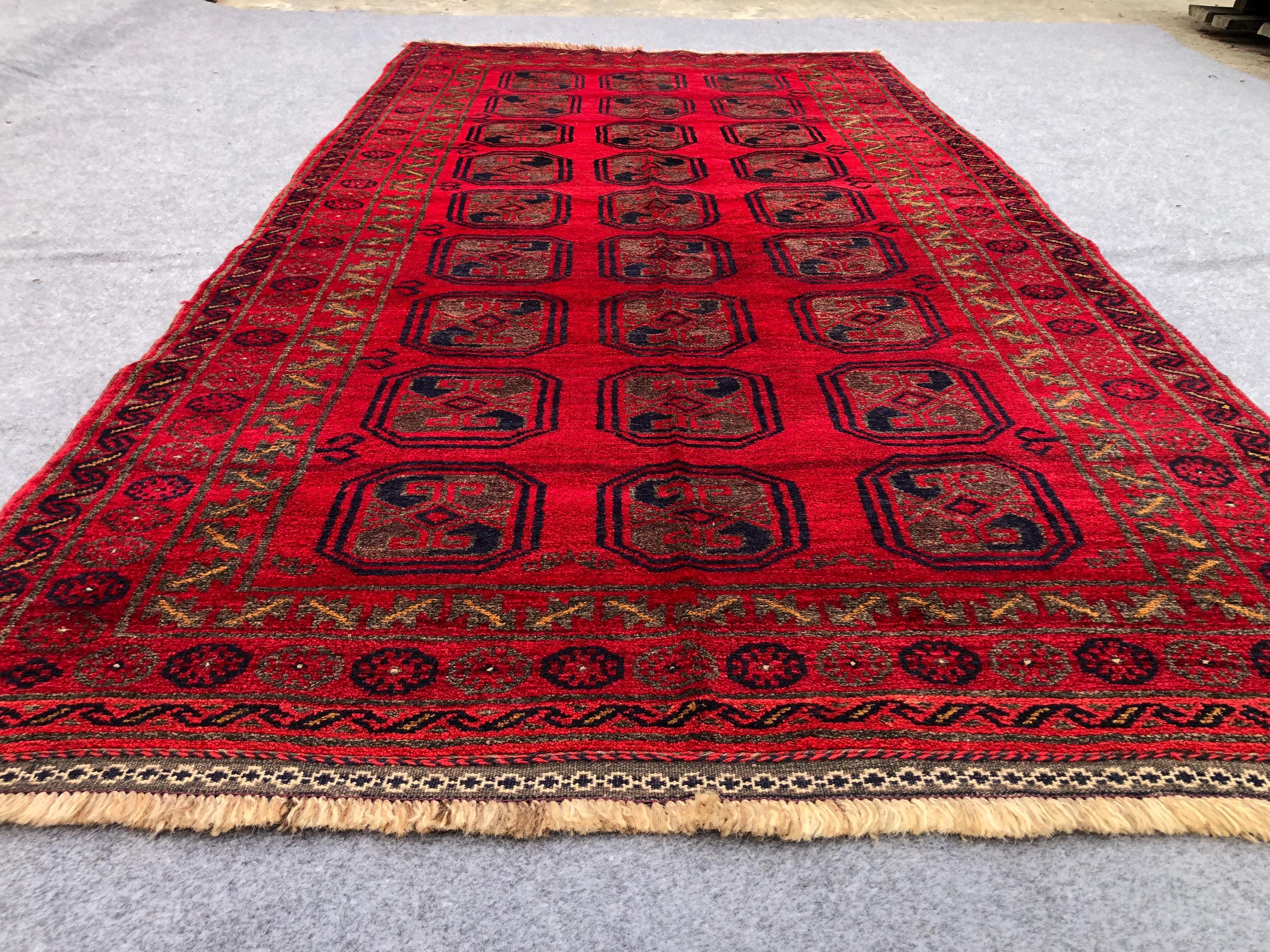 4.4x8.2 Ft Antique Baluch Rug/ Afghan Handmade Wool Rug
