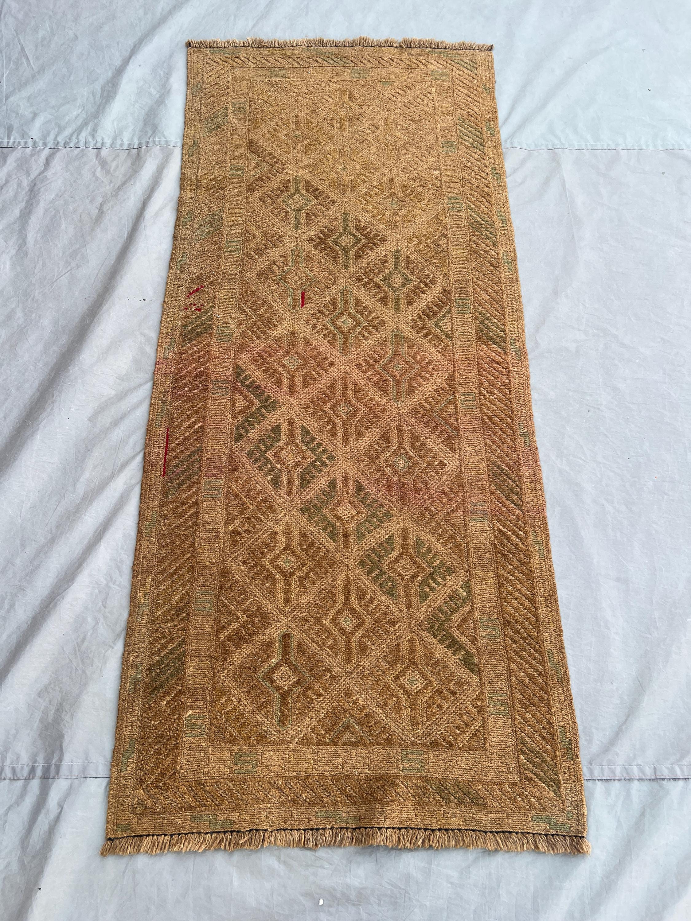 2'8x6'3 ft Vintage Afghan Baluchi Hand-Knotted Rug, Tribal Geometric, Soft Pile, Boho Entryway, Living Room, H