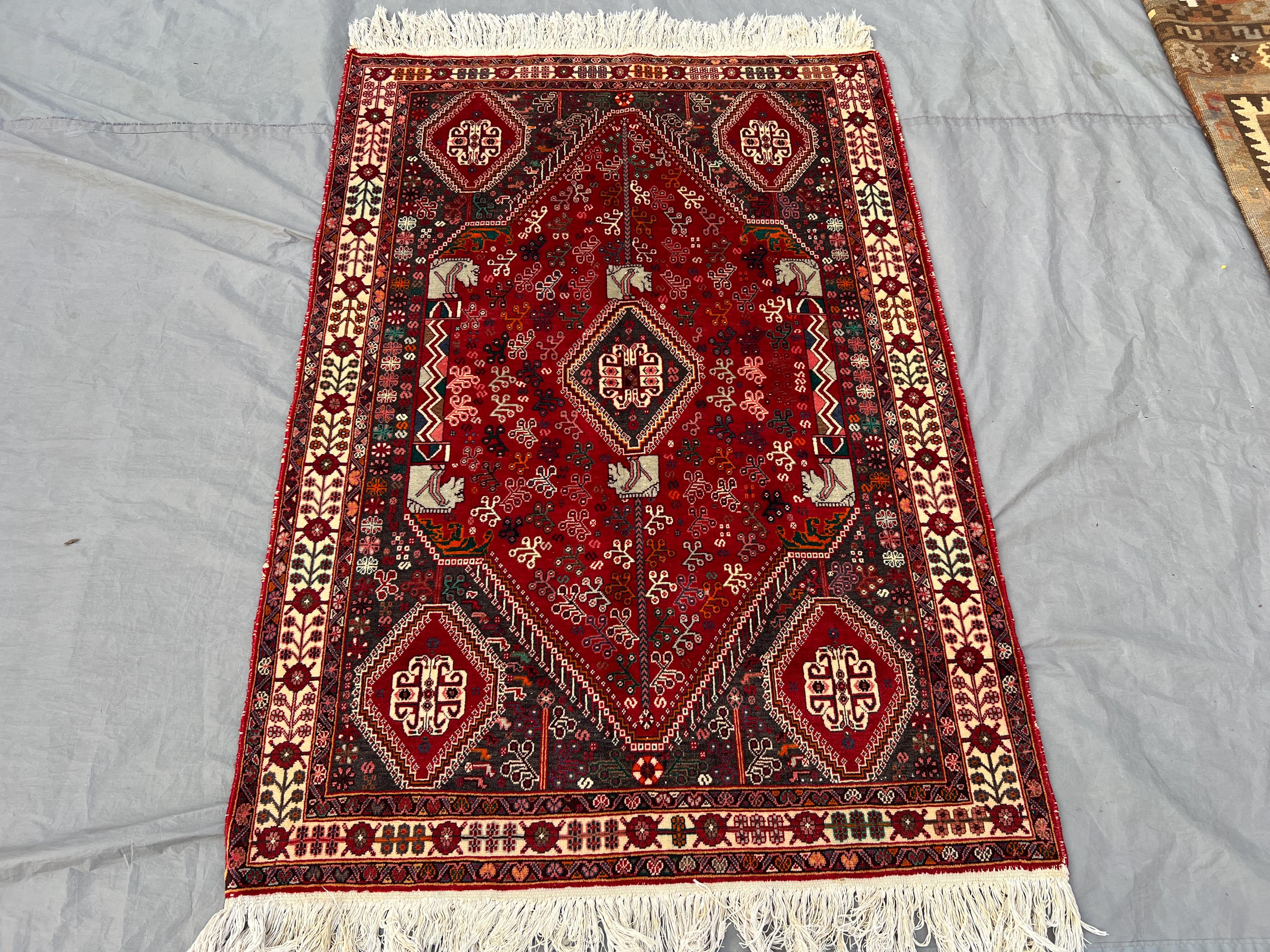 3.6x5.1 ft One of a kind Caucasian Fine rug, Vintage Afghan Geometric Handmade Wool Area Rug, Antique Oriental Rug, Bedroom Rug, Outdoor rug