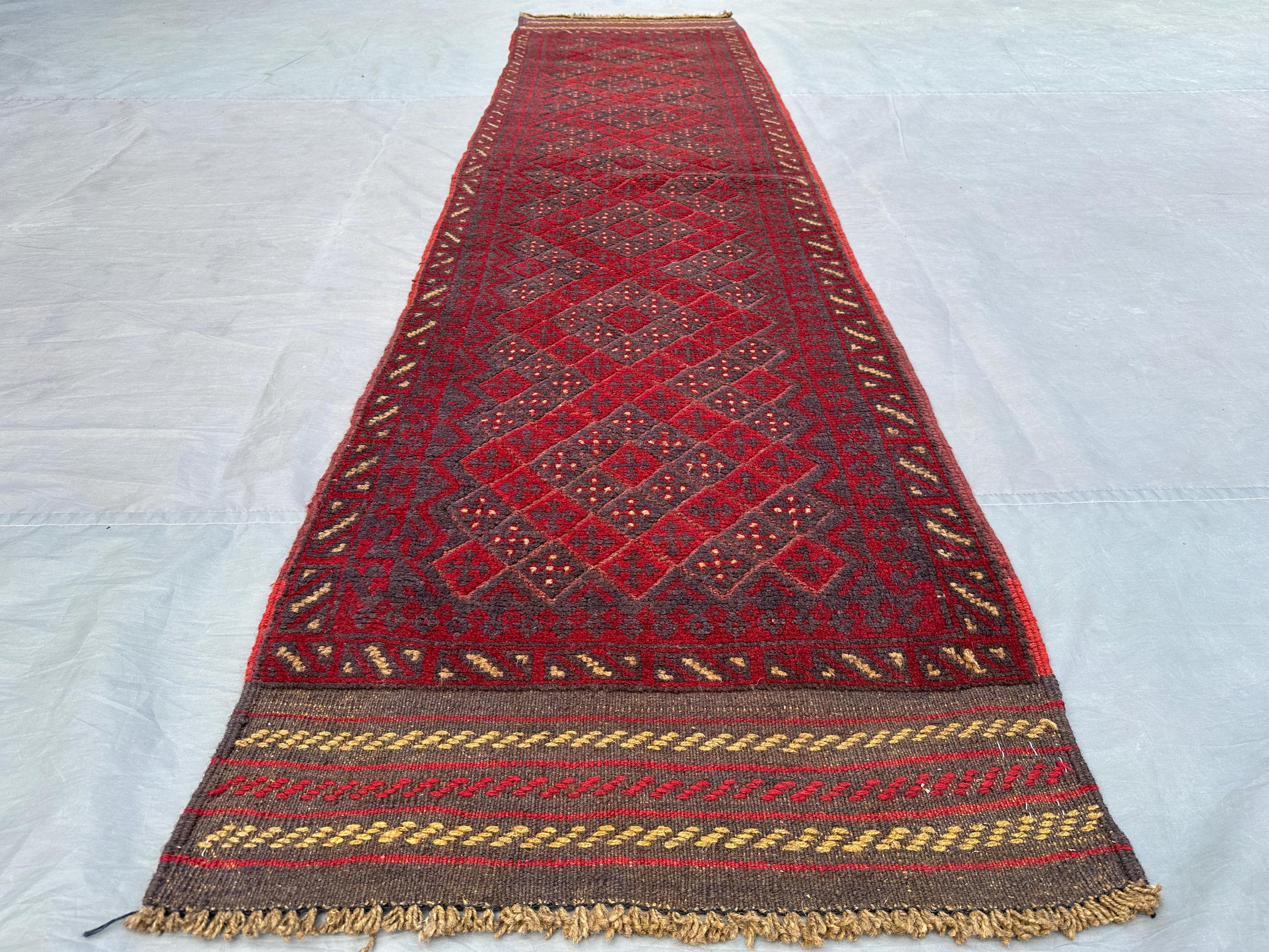 2x9 Afghan Baluch Runner Rug | Vintage Mishwani Wool Rug | Handwoven Kilim Mixed Carpet, Tribal Hallway Runner Rug, Home Decor, Kitchen rug