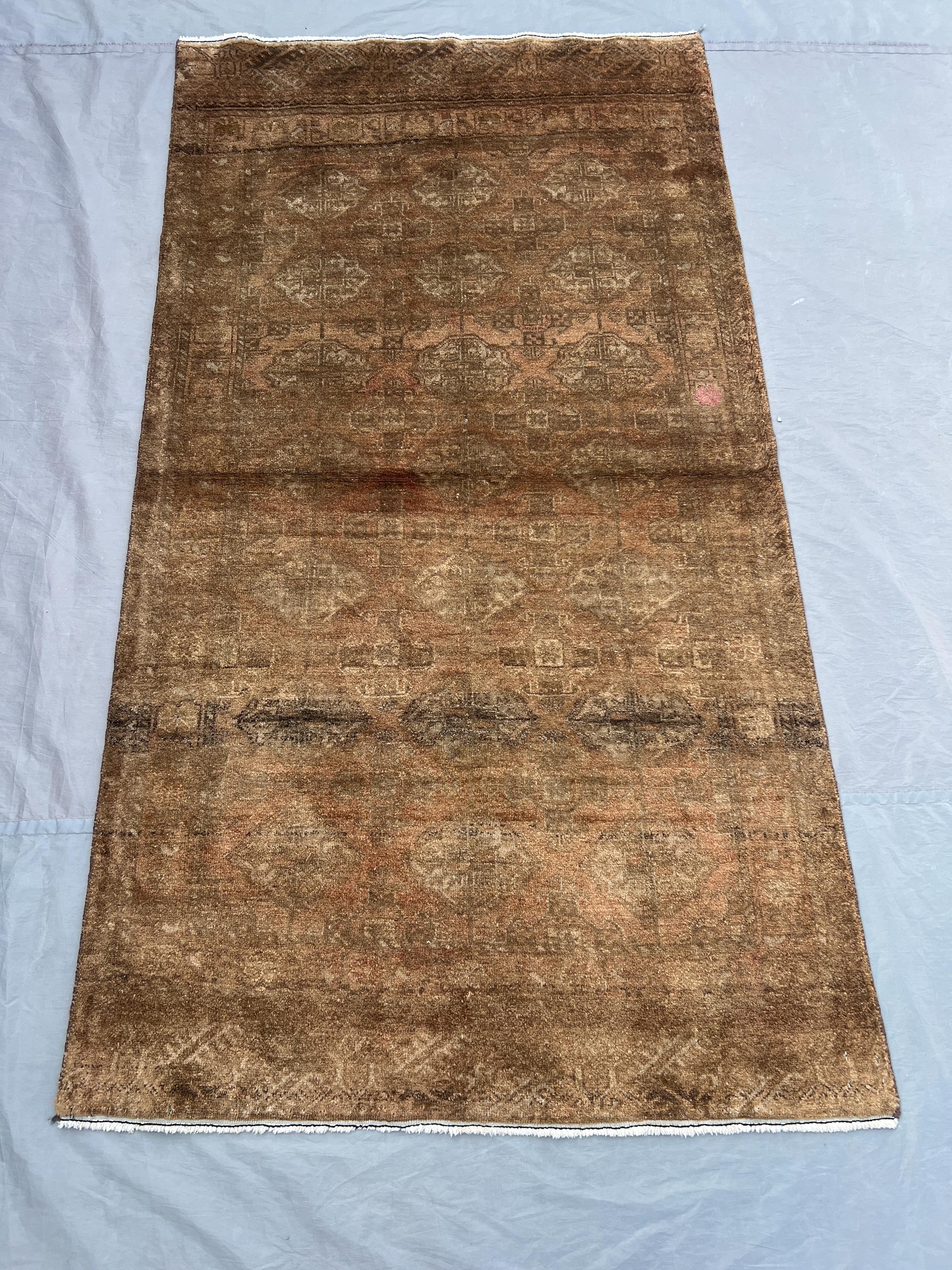 3 x 6 ft Vintage Afghan Hand Knotted Bokhara Rug, Terracotta Faded Turkoman rug Tribal Soft Pile Area Rug Rare One of a Kind | farmhouse rug
