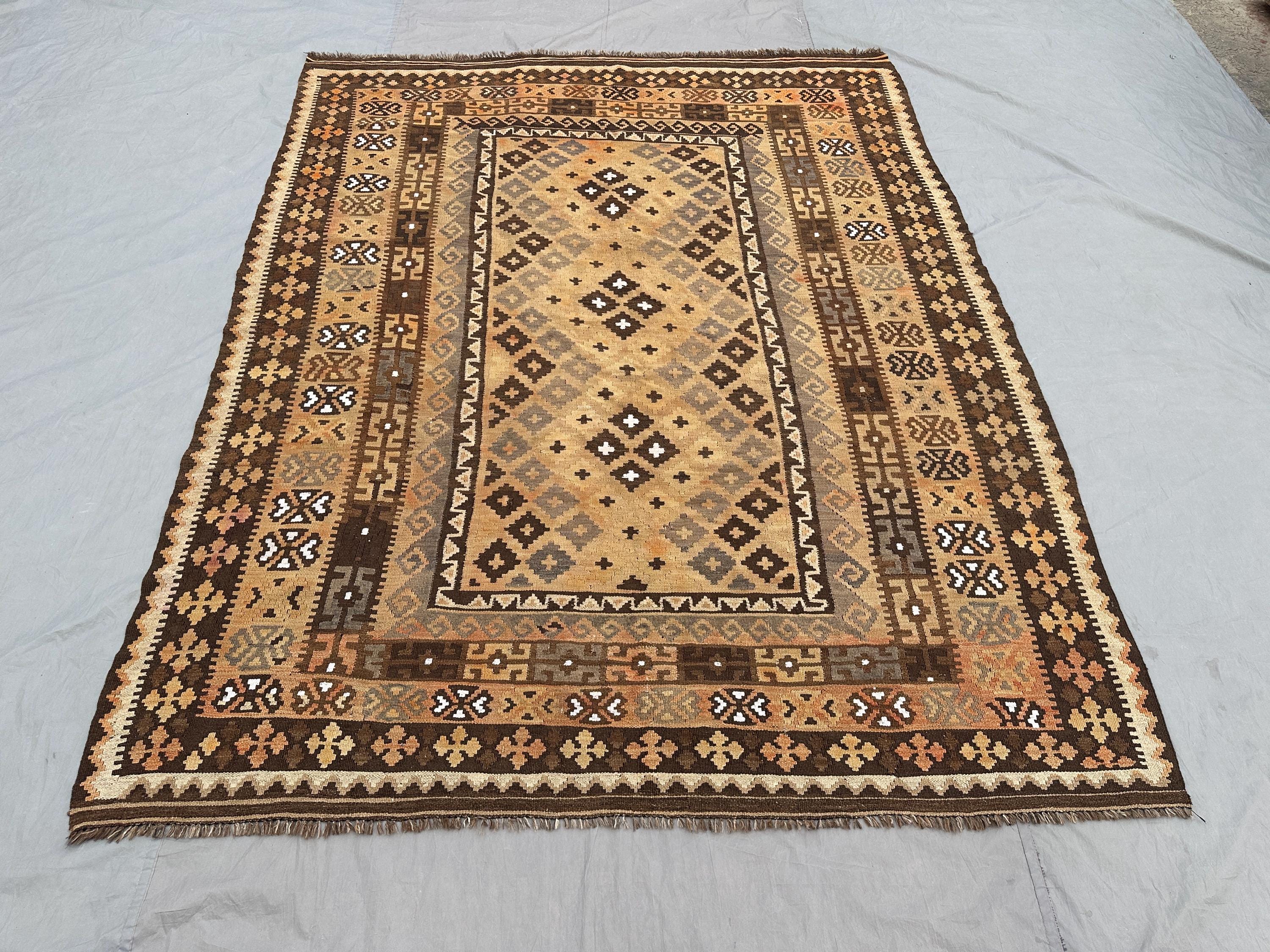 ビンテージ　アフガンラグ キリム　アンティーク 敷物　インテリア ヴィンテージ家具と合わせたいアンティークキリム調ラグ Aタイプ